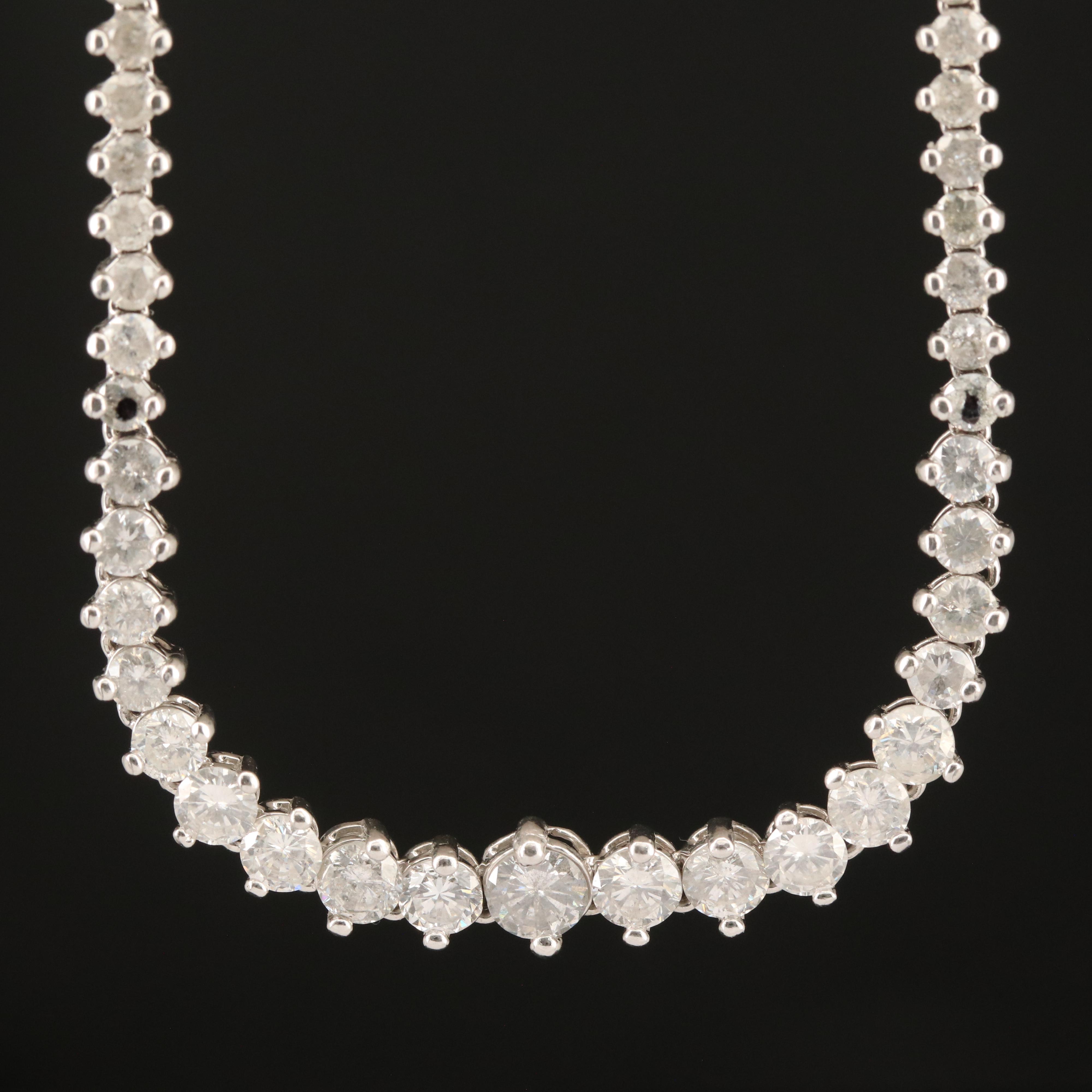 Platinum 10 CTW Diamond Graduated Riviéra Necklace