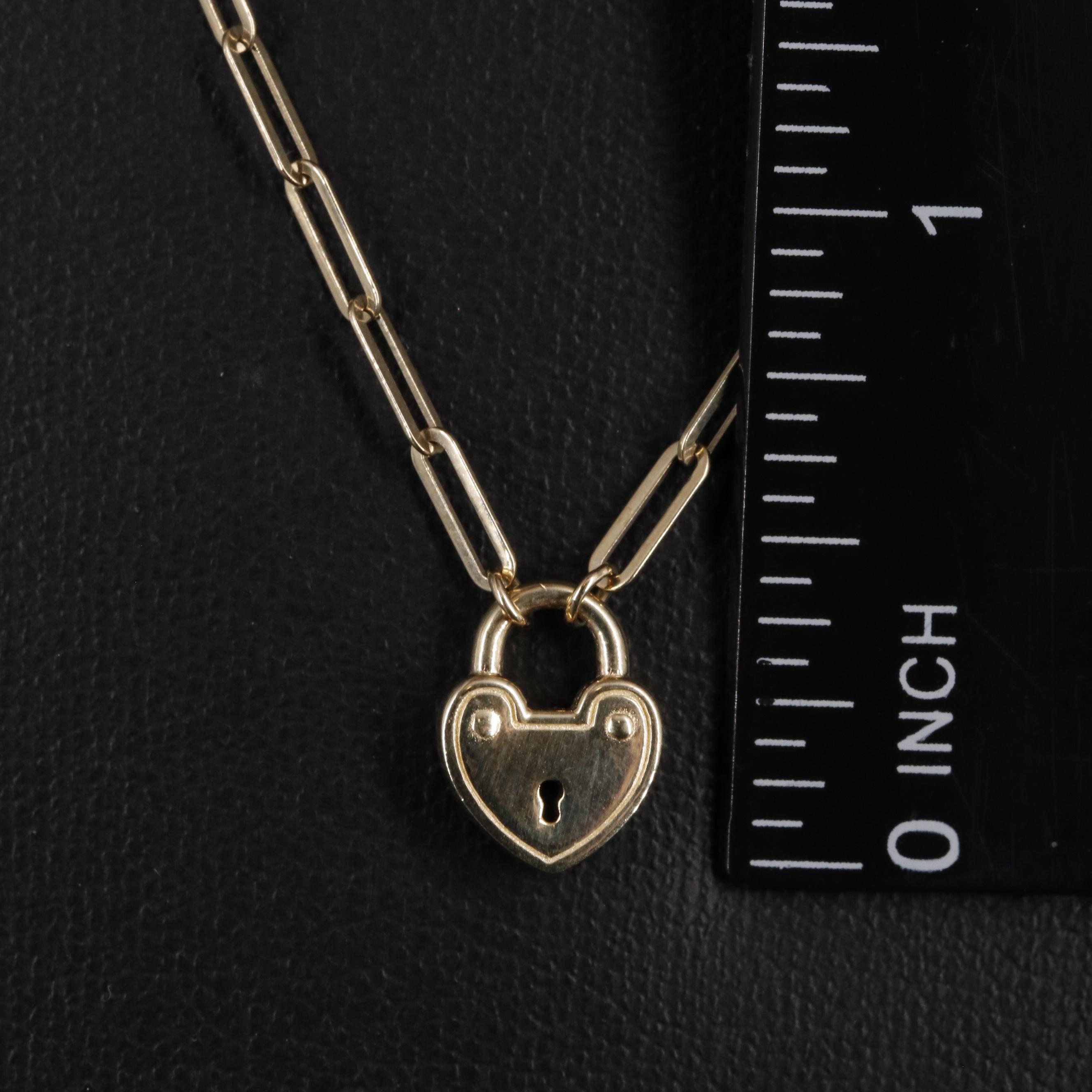 10K Paper Chip Chain and Heart Lock Necklace