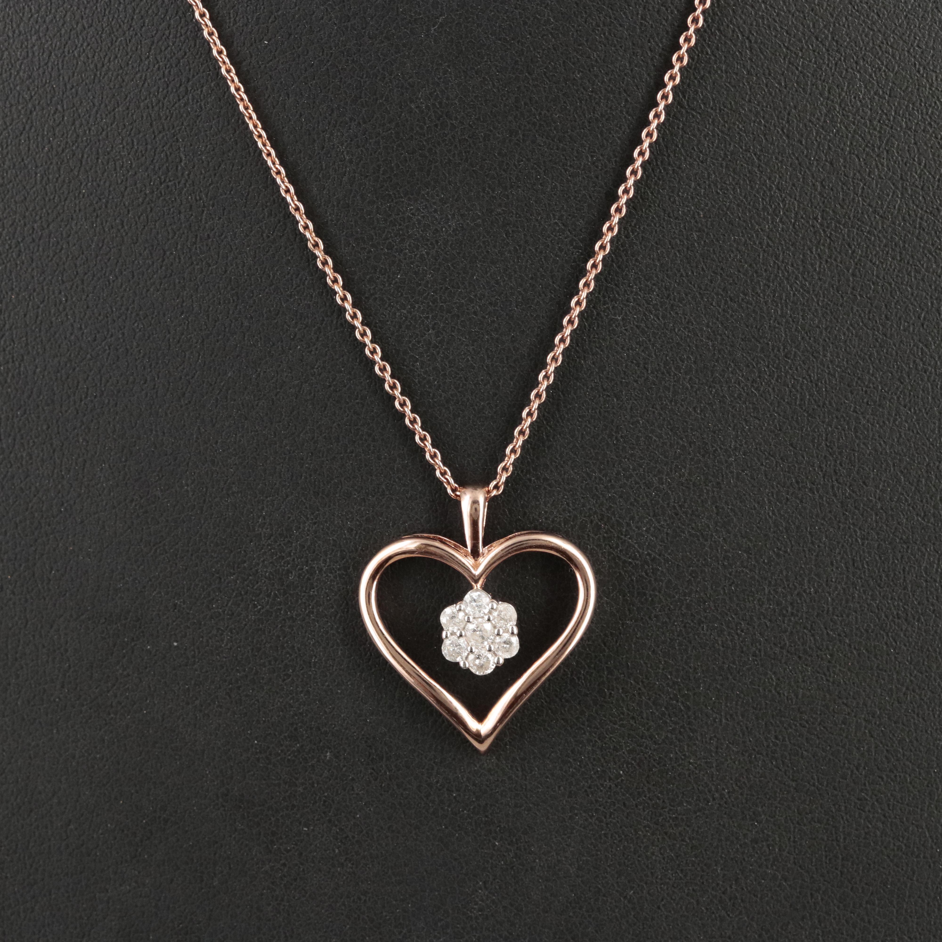 Sterling Diamond Heart Pendant Necklace