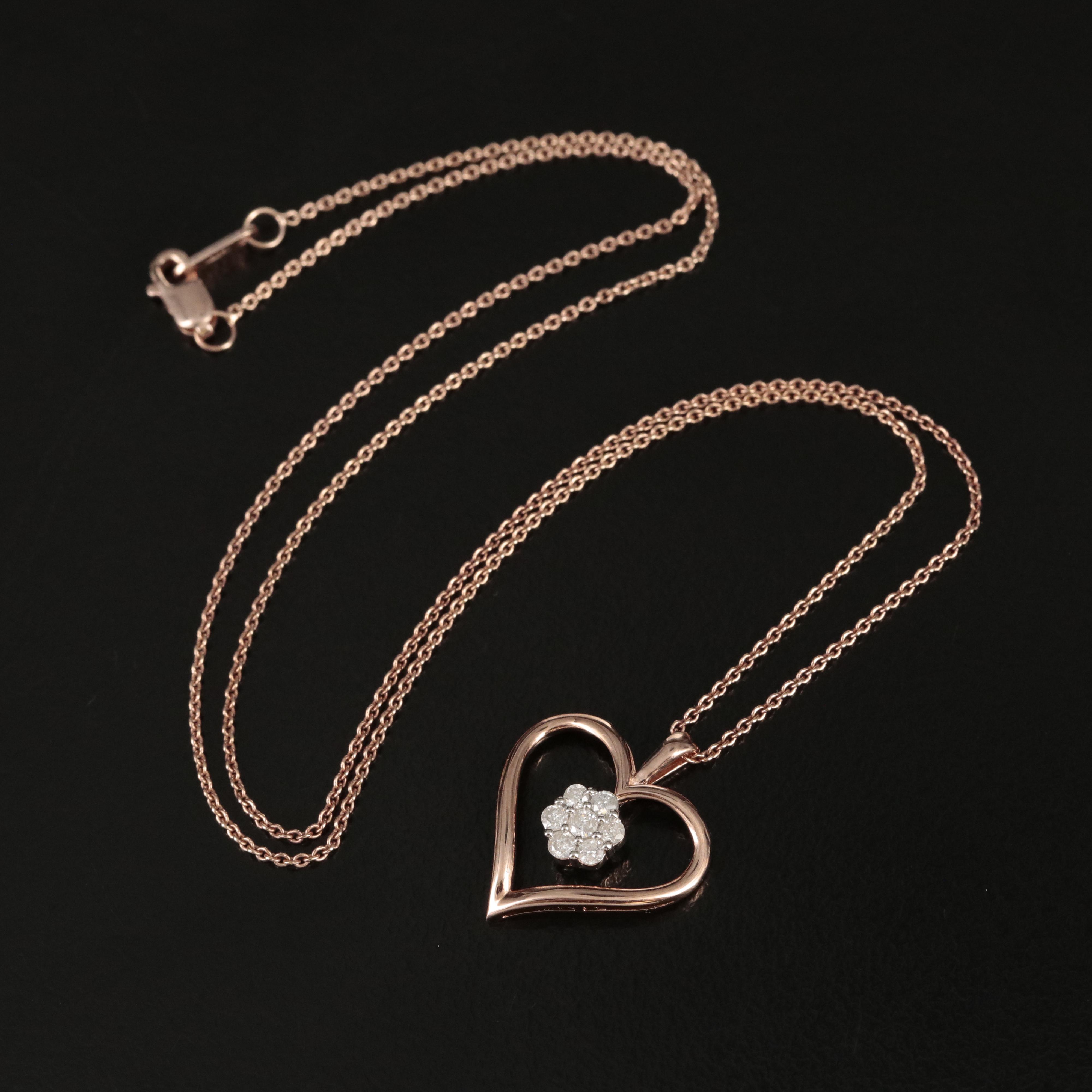 Sterling Diamond Heart Pendant Necklace