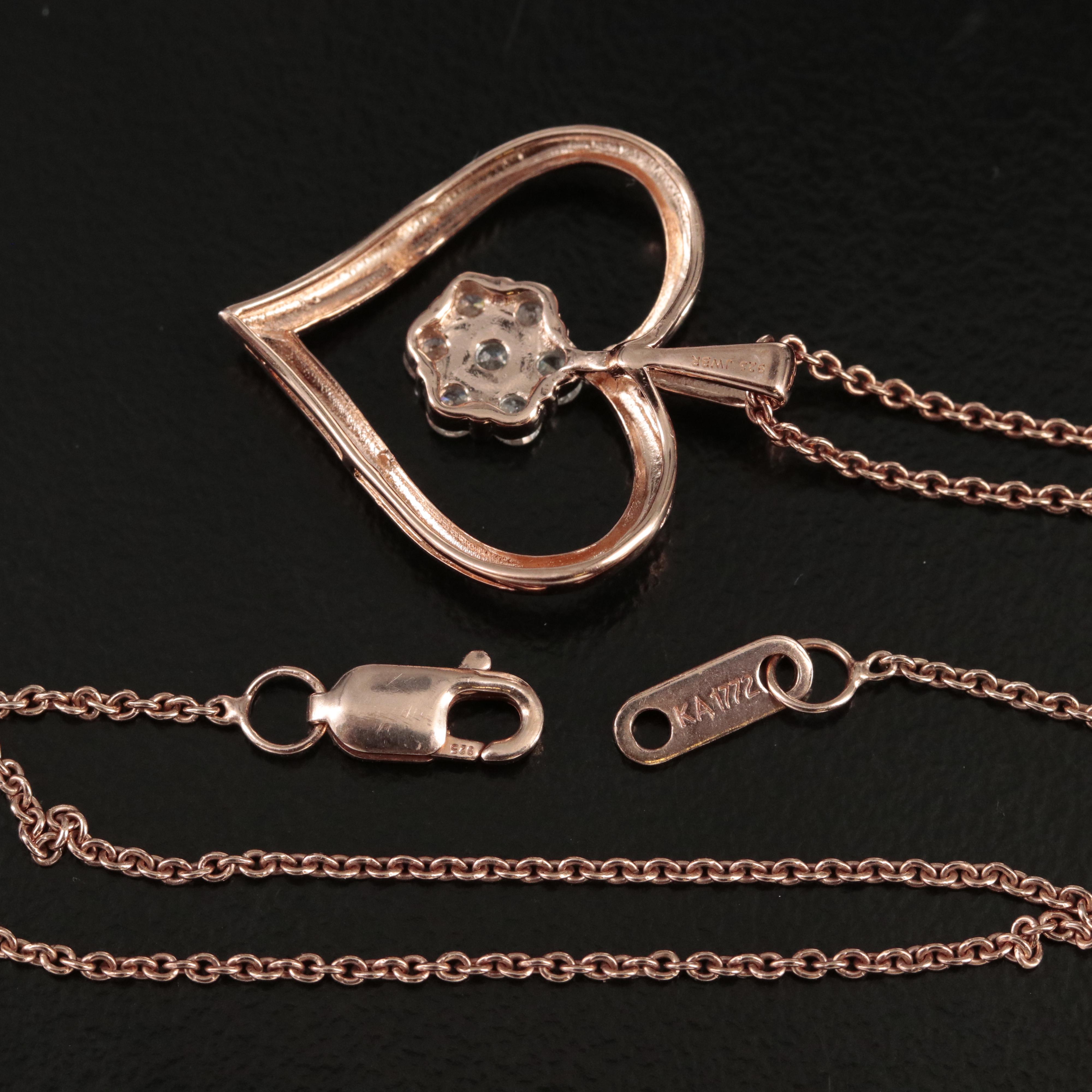 Sterling Diamond Heart Pendant Necklace