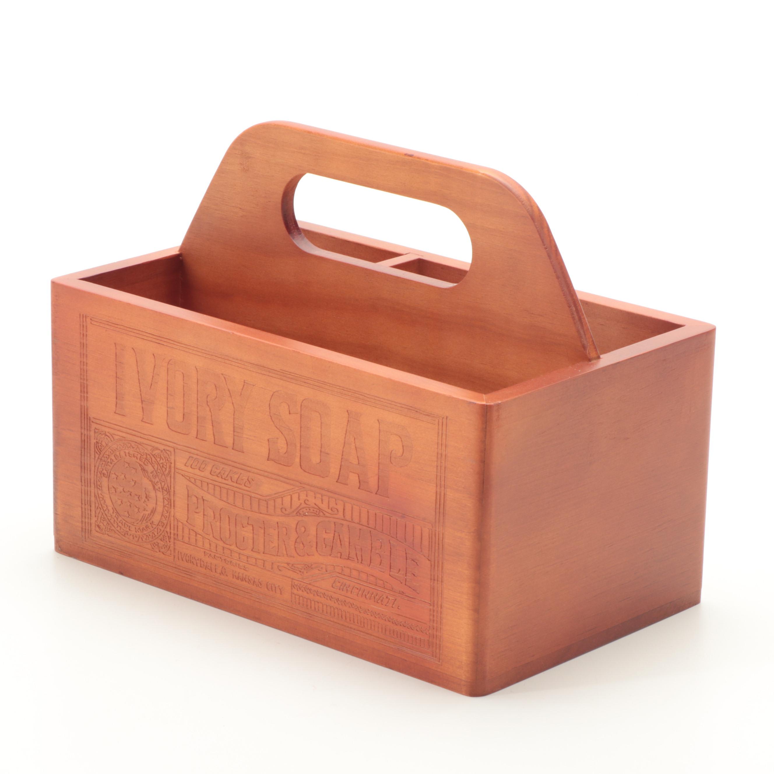 Procter & Gamble Soap Crate, Utensil Caddy, and Coasters with Peterboro Basket