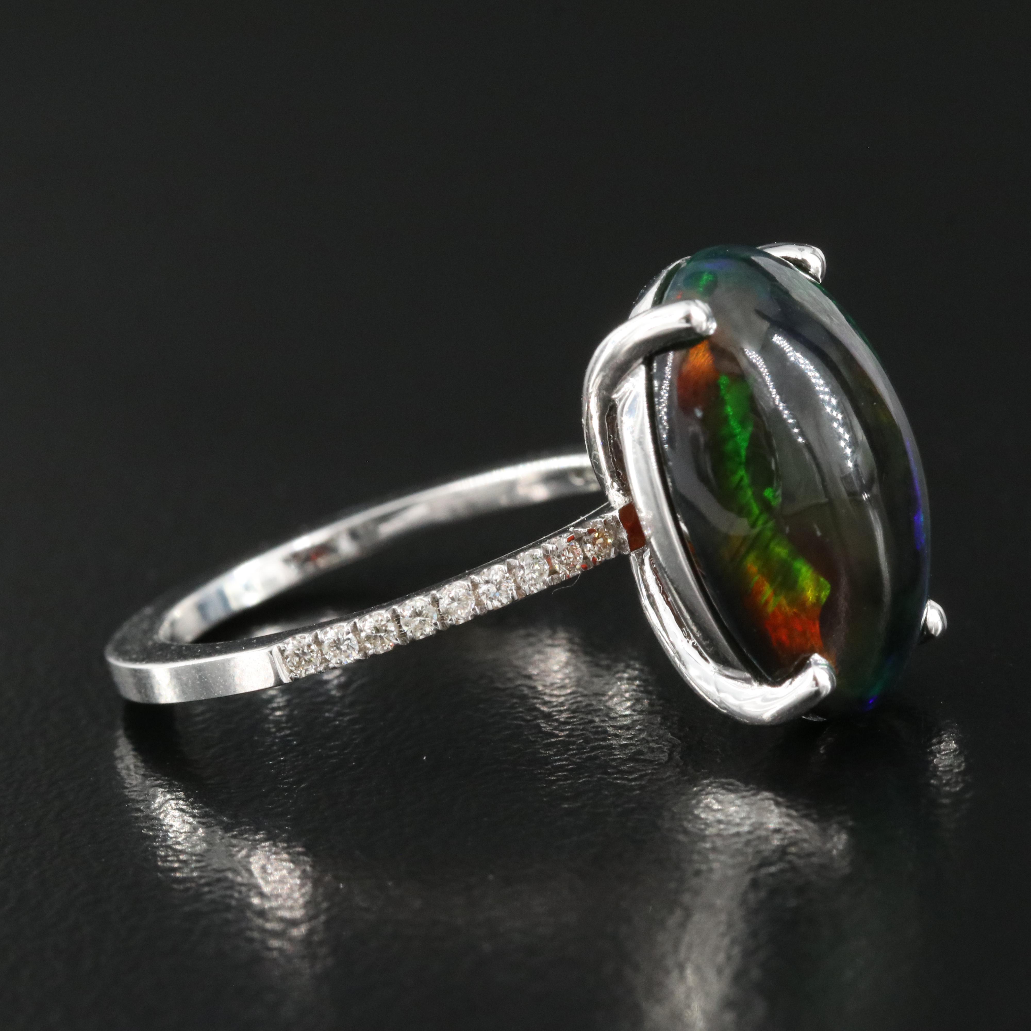 14K Opal and Diamond Ring