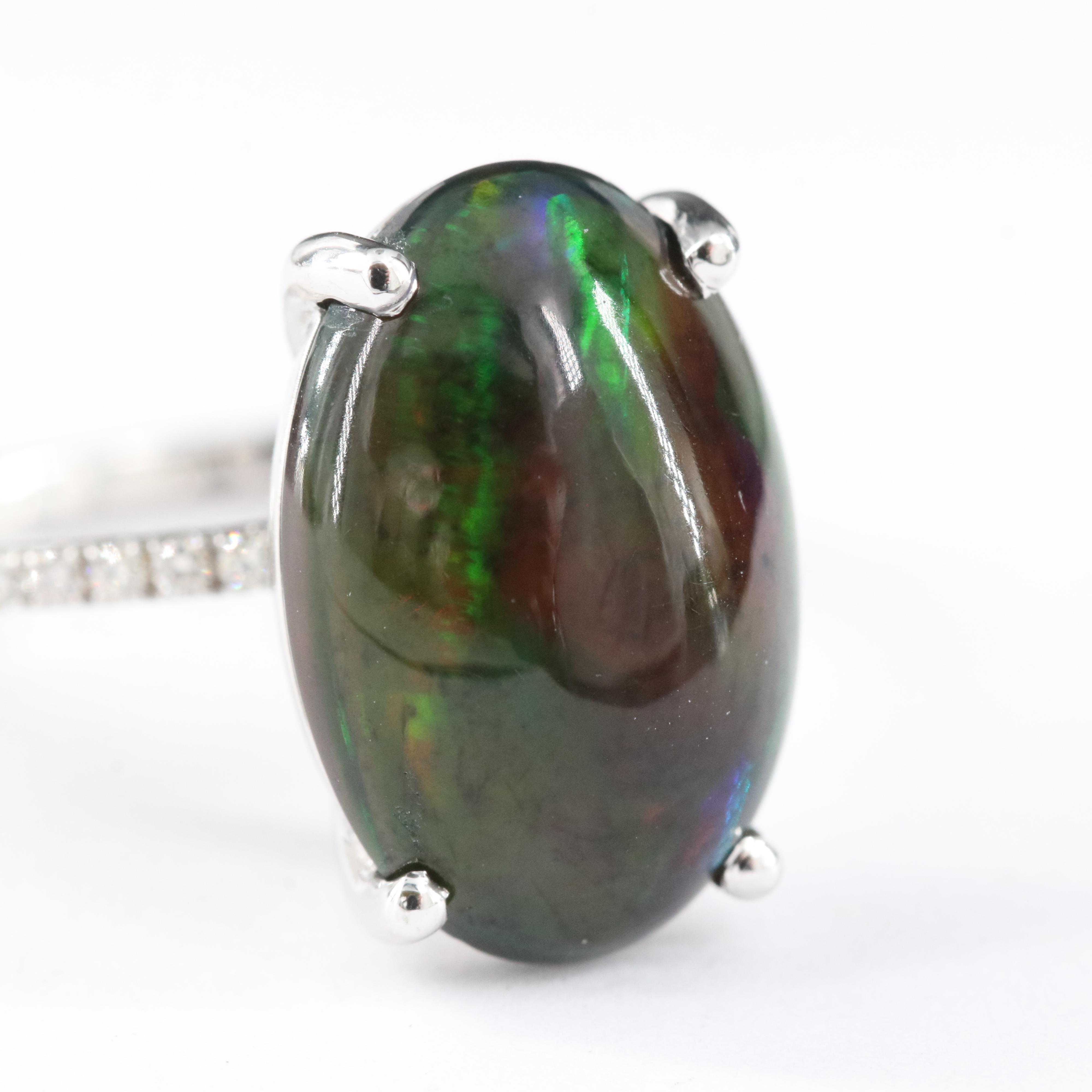 14K Opal and Diamond Ring