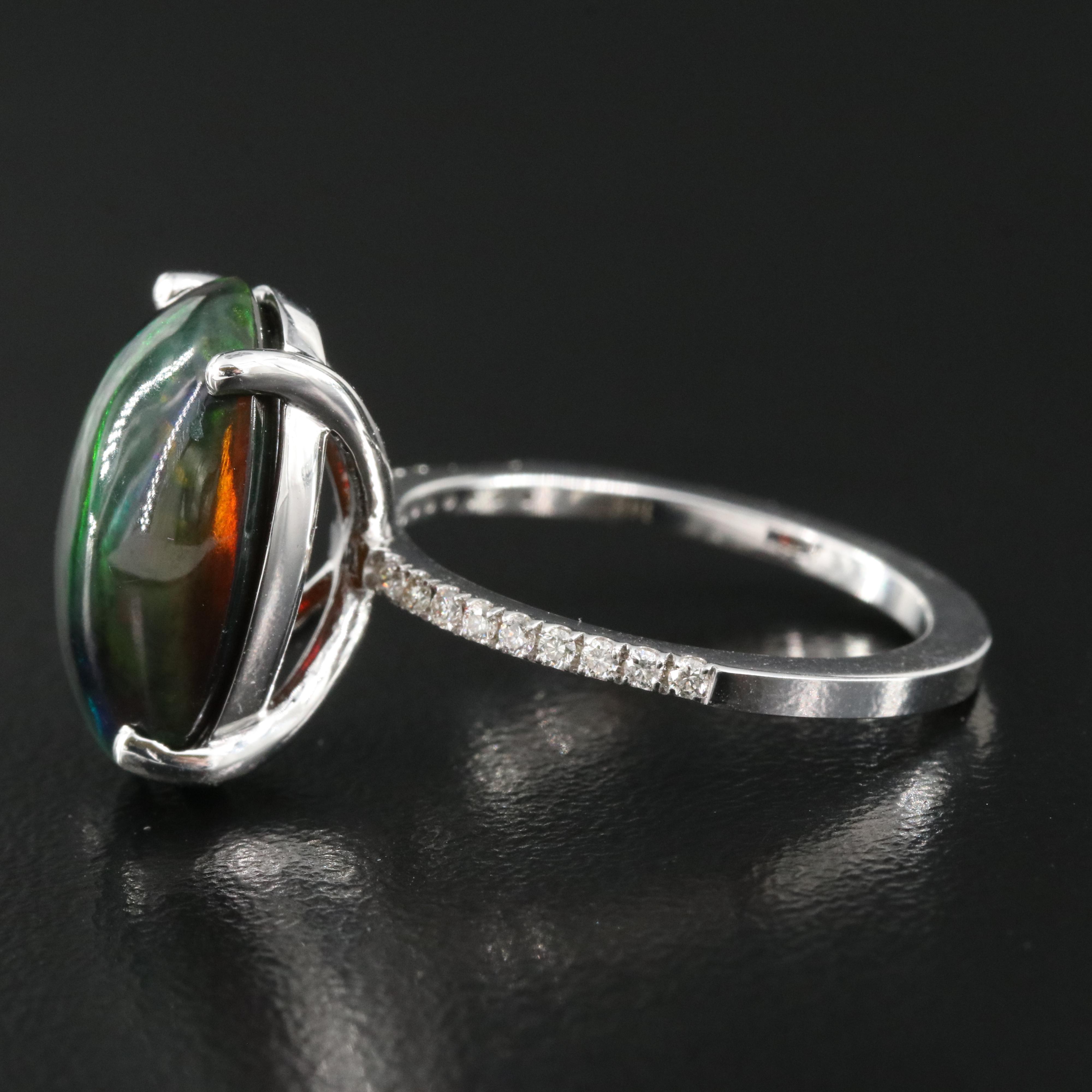 14K Opal and Diamond Ring