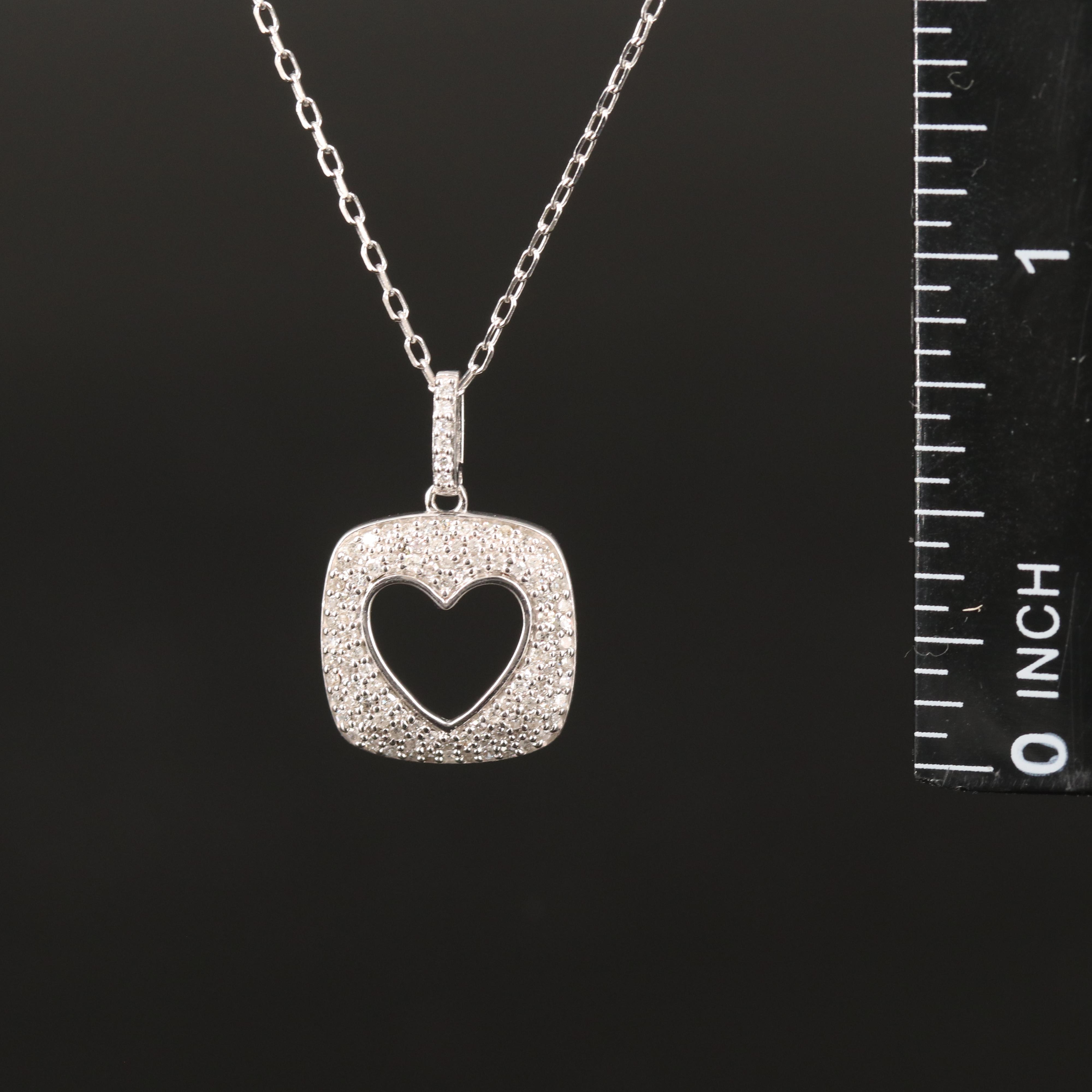 Pavé Diamond Heart Pendant Necklace in Sterling