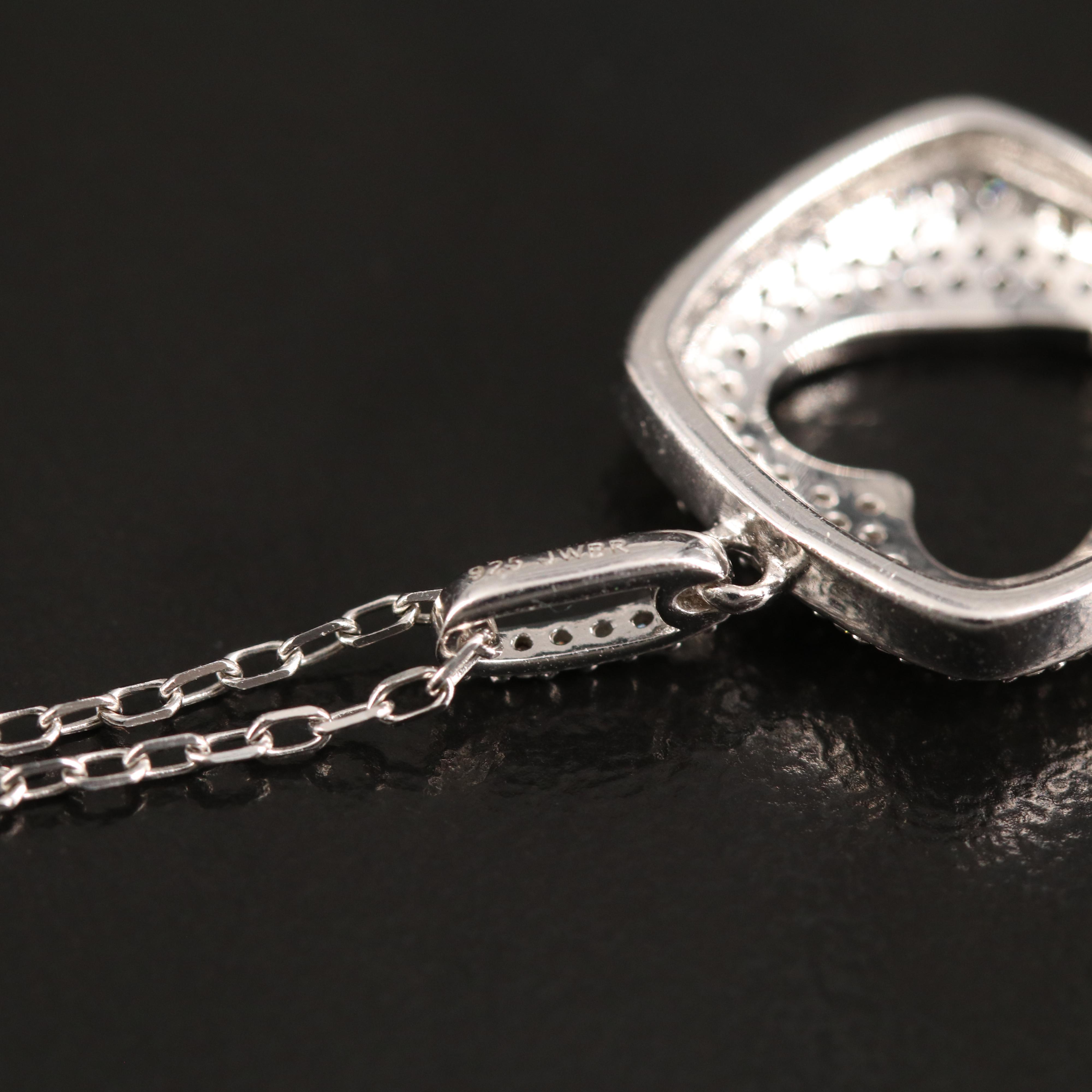 Pavé Diamond Heart Pendant Necklace in Sterling