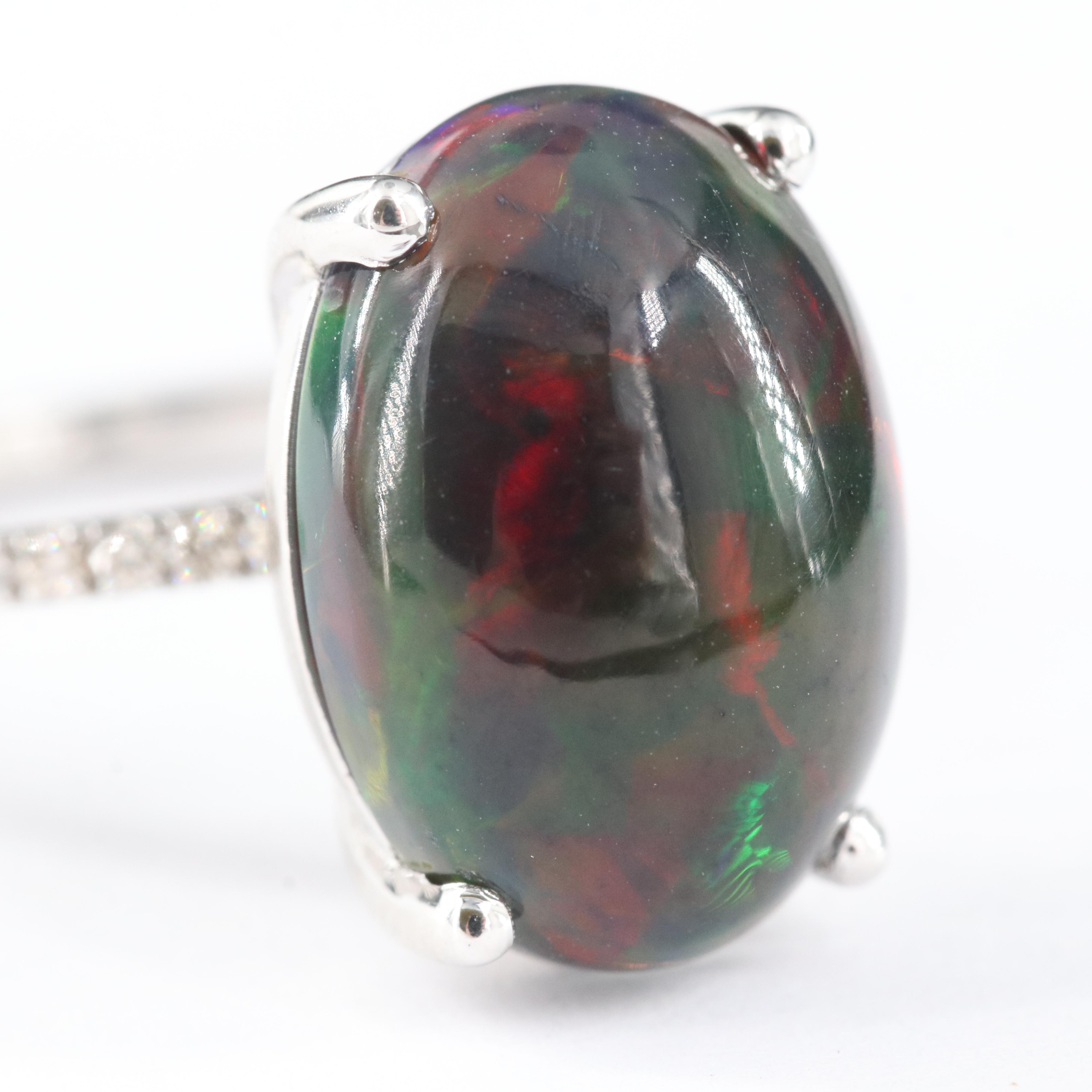 14K Opal and Diamond Ring