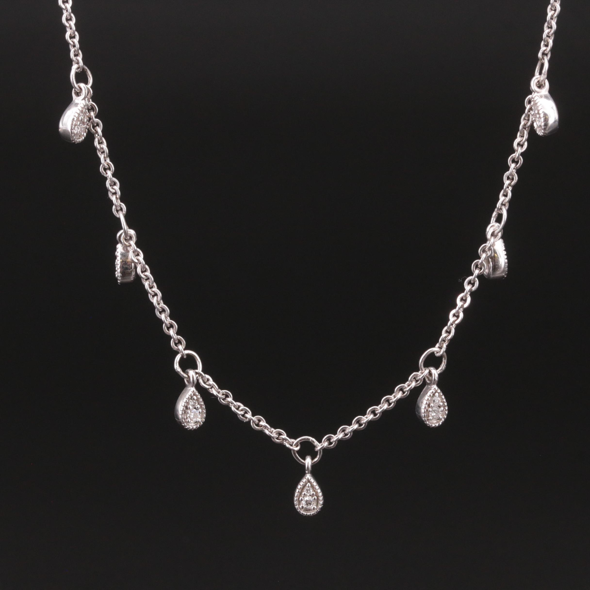 Sterling Necklace with Diamond Drops