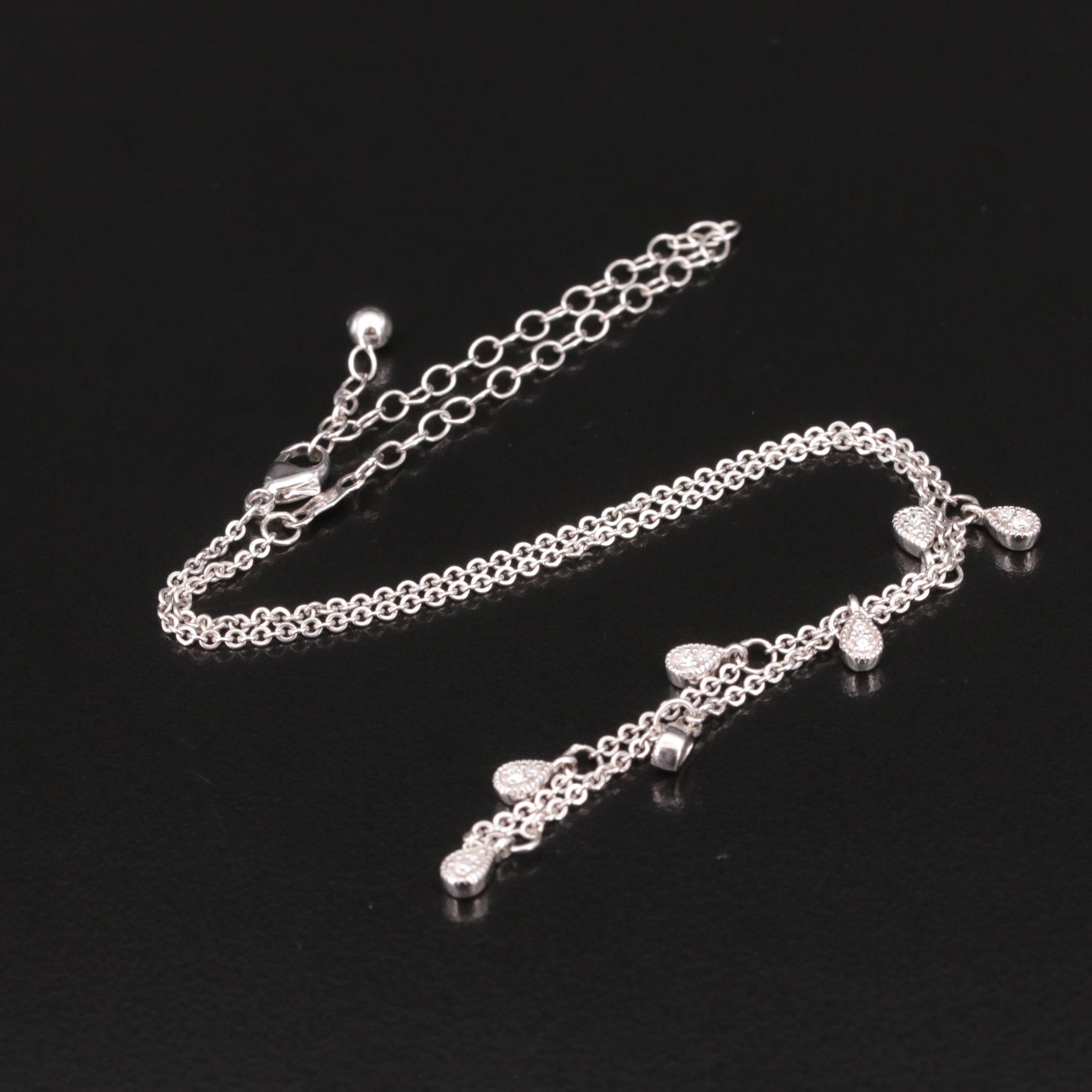 Sterling Necklace with Diamond Drops