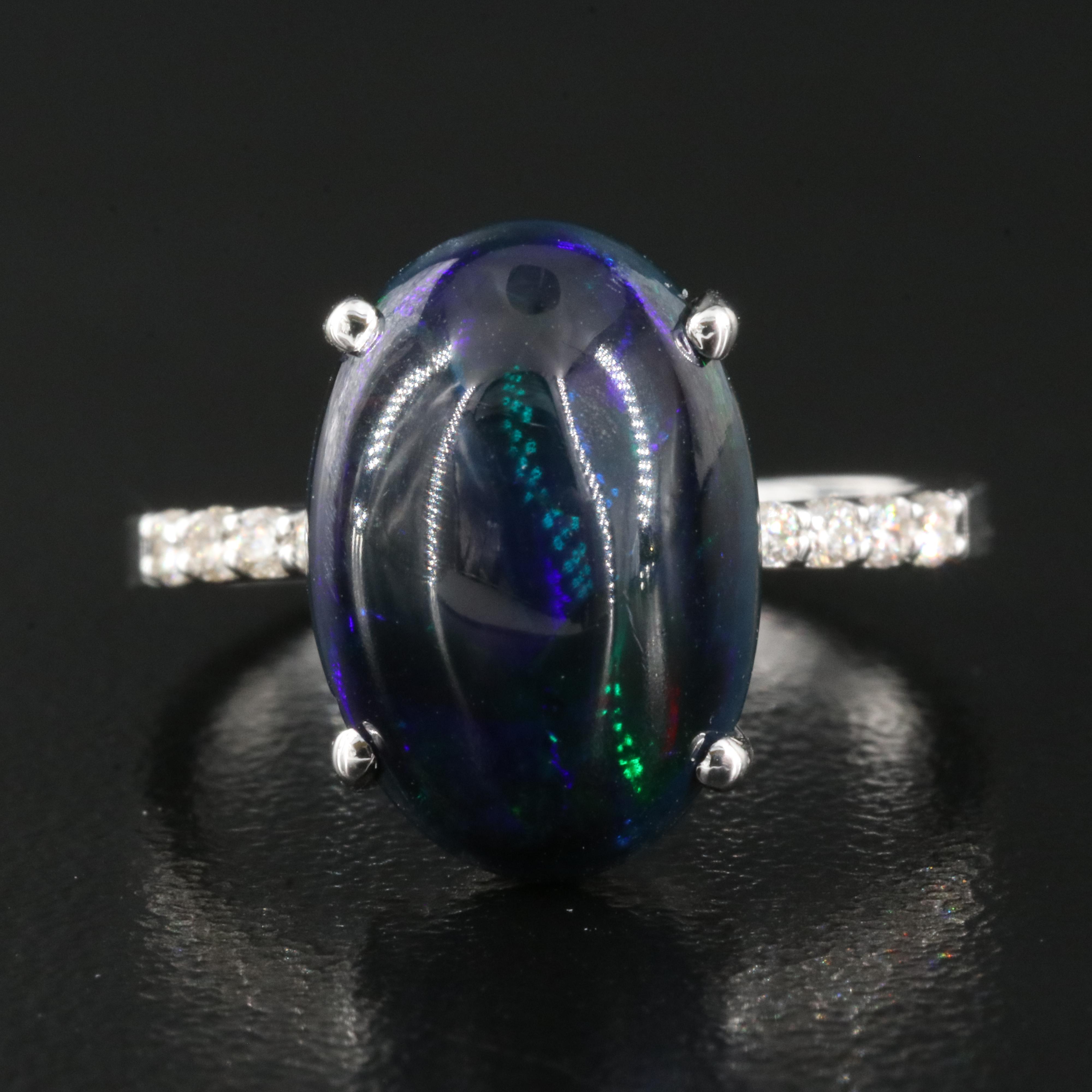 14K Opal and Diamond Ring