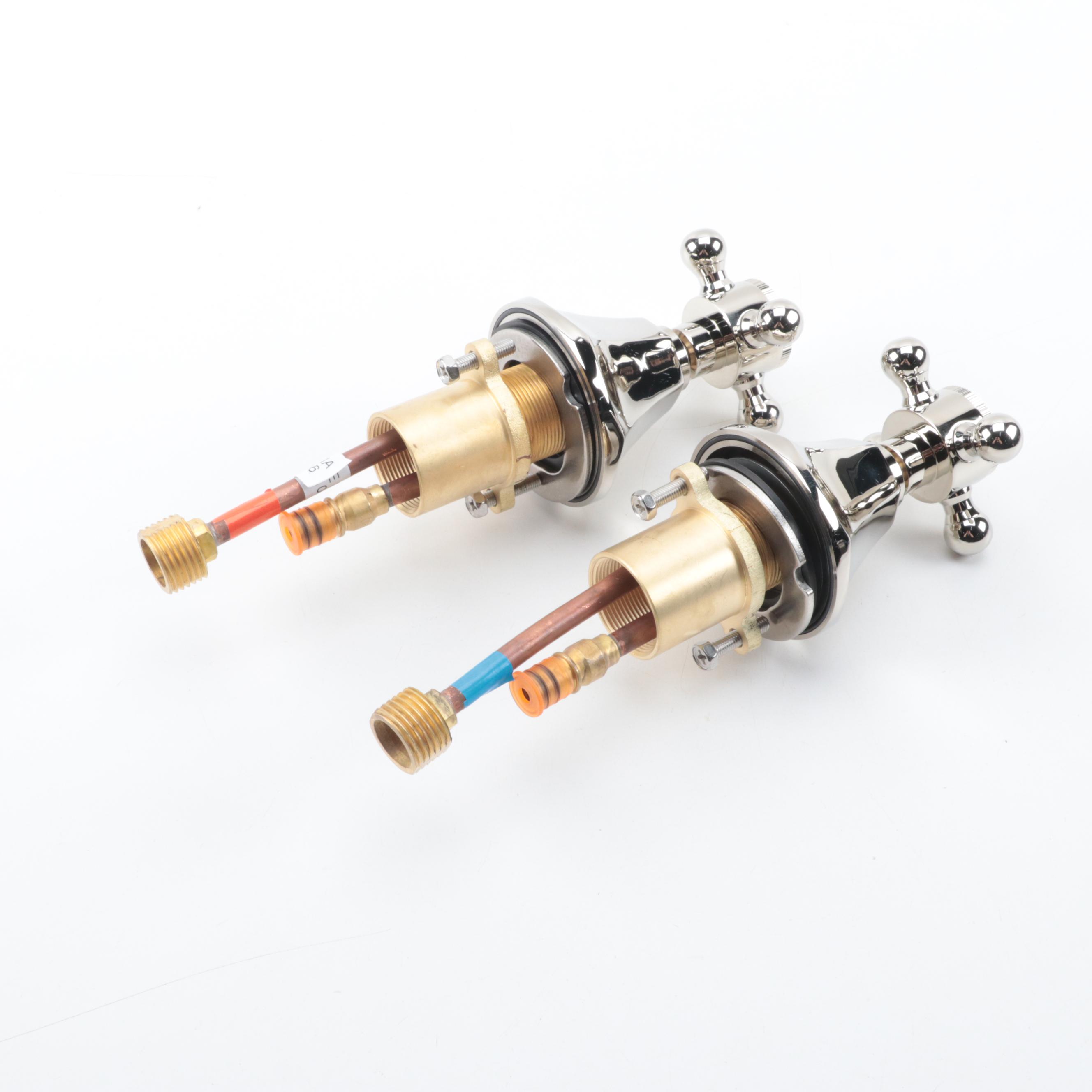 Polished Nickel Finished Widespread Bathroom Faucet with Cross Handles