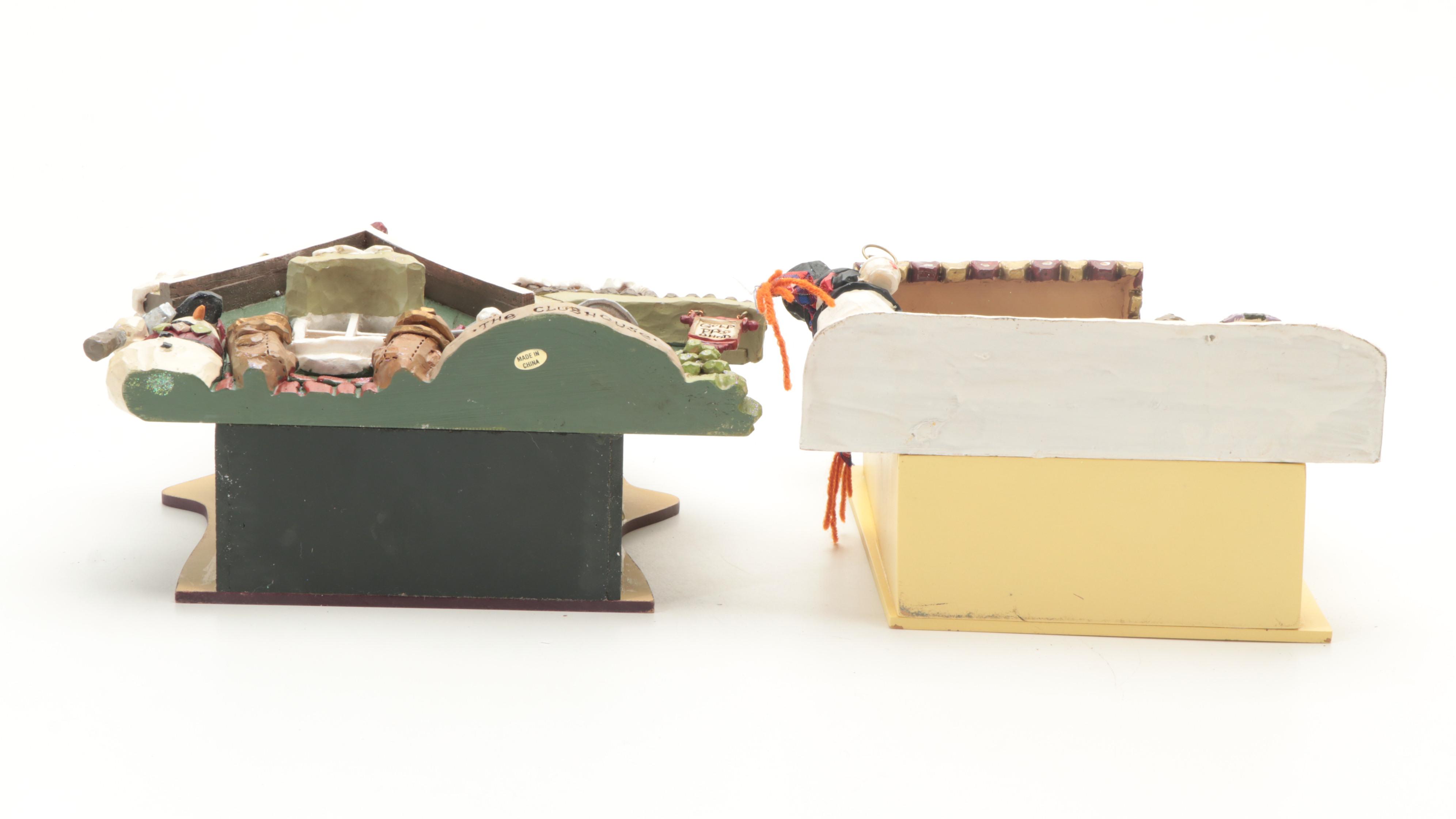 Kurt Adler Christmas Village Ornaments With Accessories