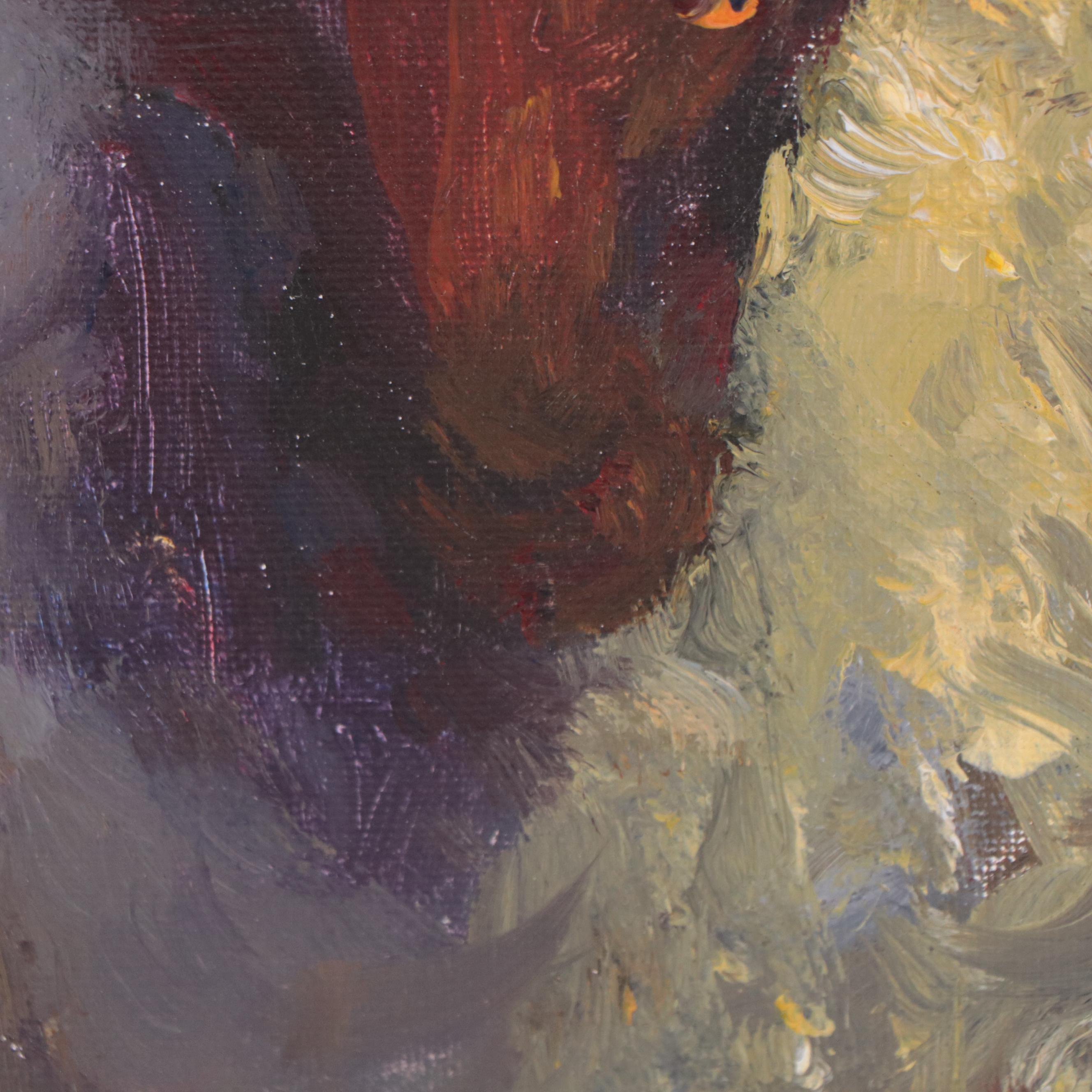 Elle Raines Sheep Portrait Acrylic Impasto Painting