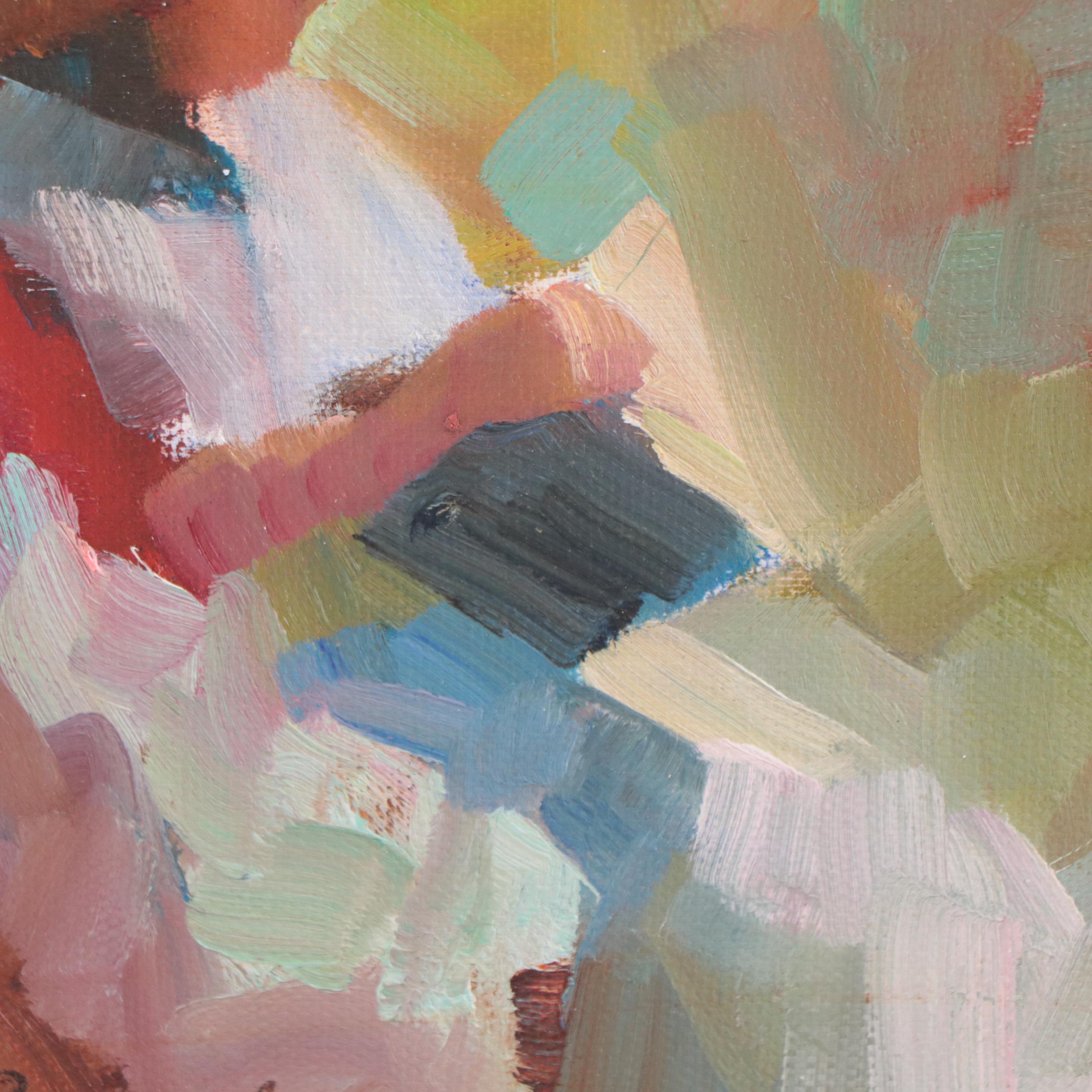 Sally Rosenbaum Oil Painting "Girl With Book," 21st Century
