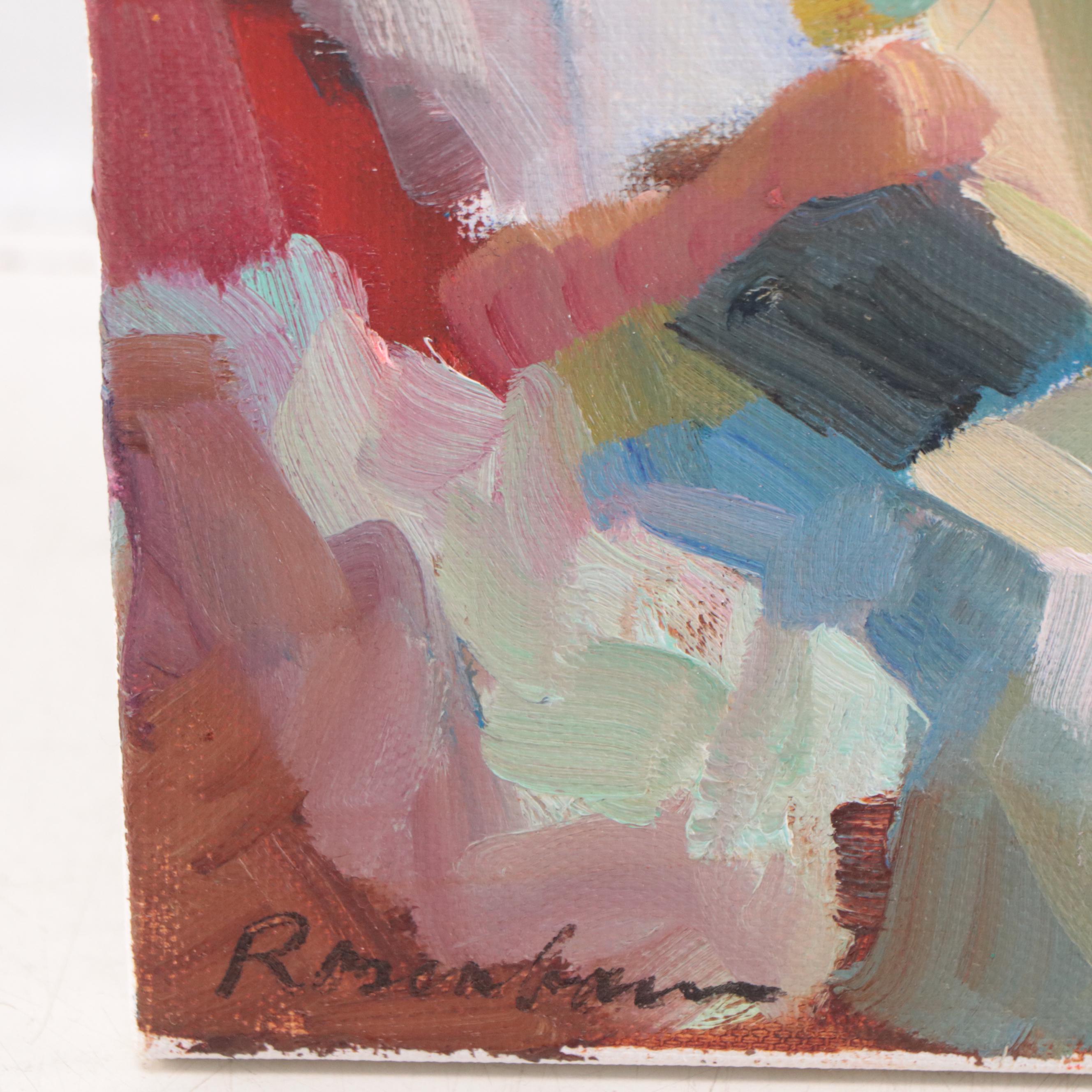 Sally Rosenbaum Oil Painting "Girl With Book," 21st Century