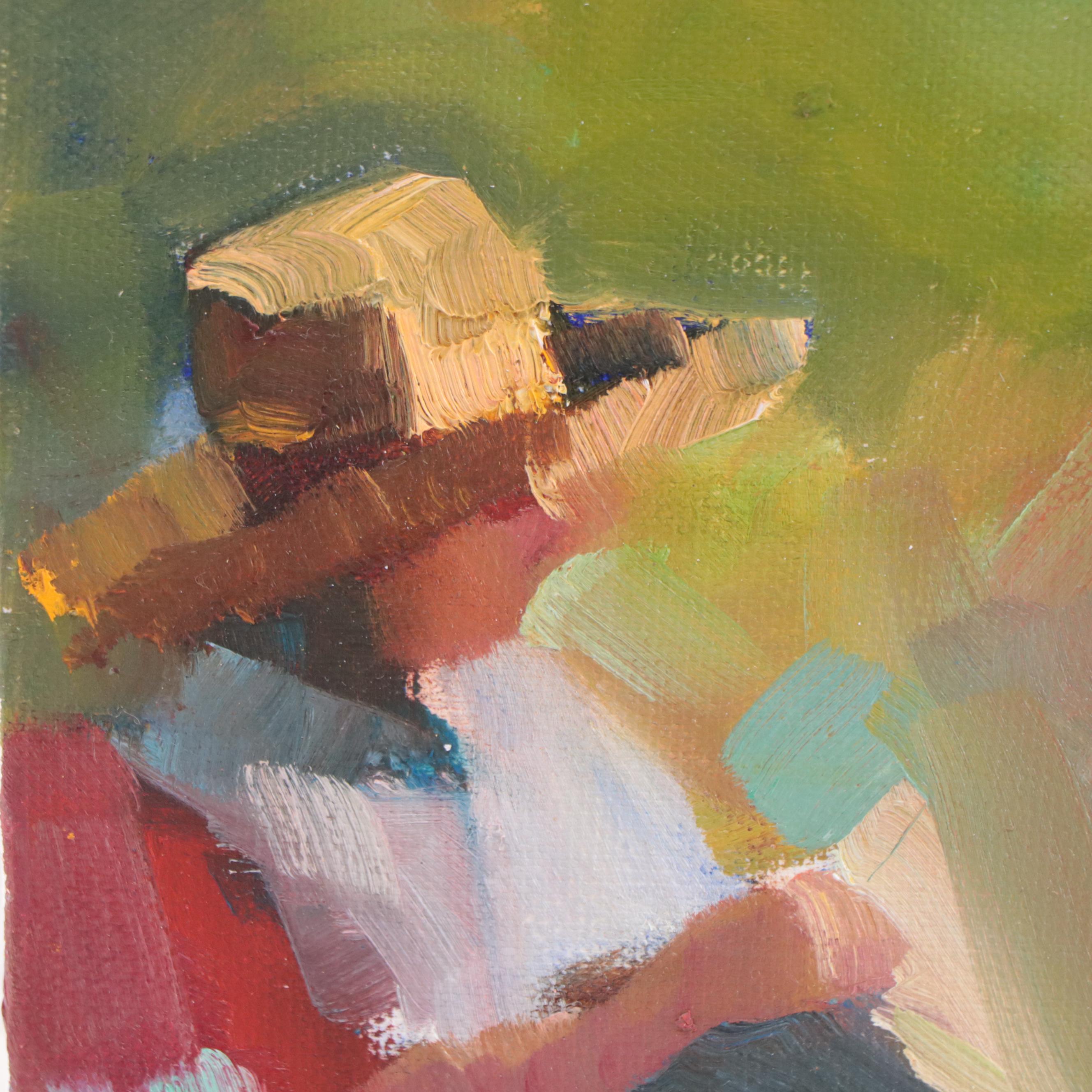 Sally Rosenbaum Oil Painting "Girl With Book," 21st Century