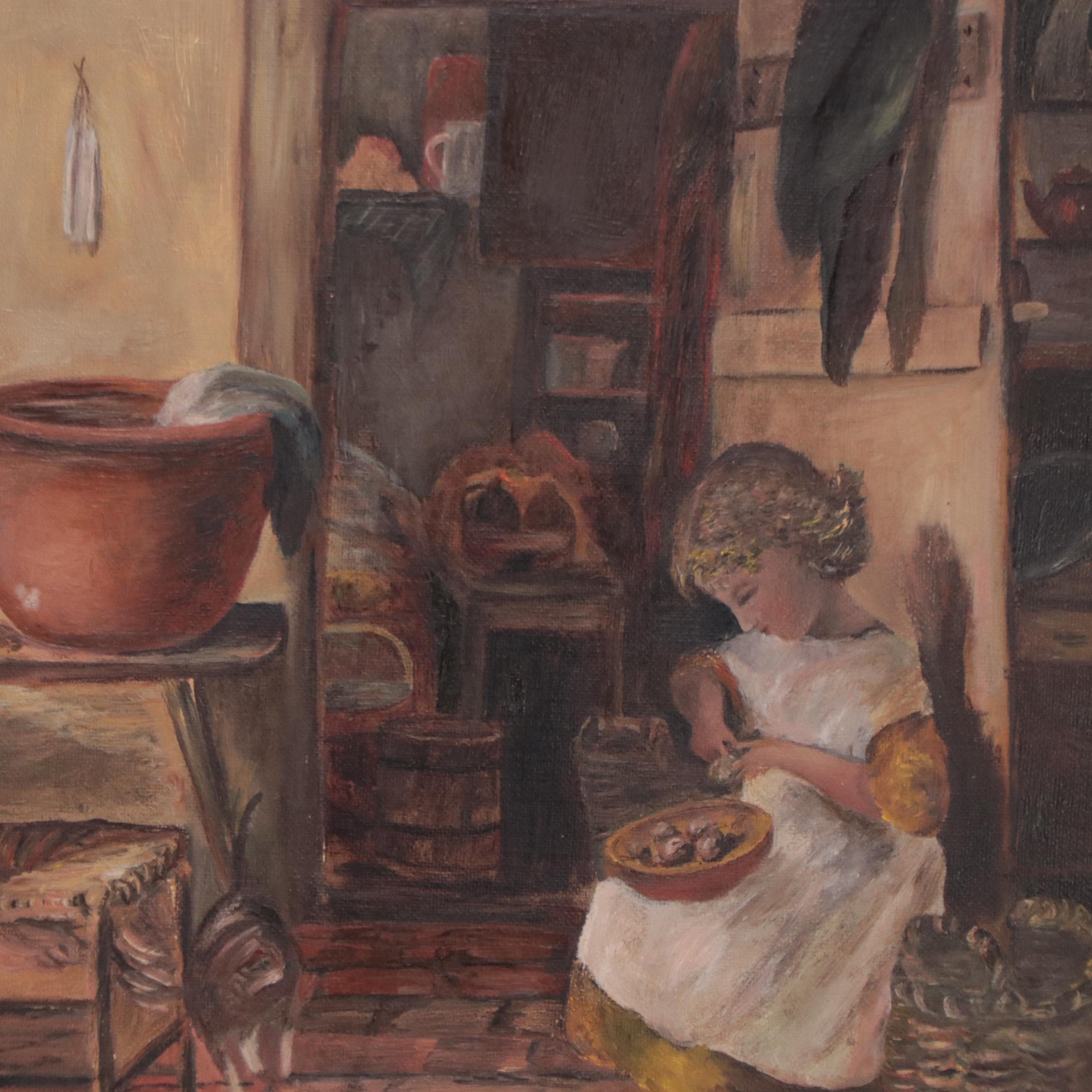 Genre Oil Painting, Early 20th Century