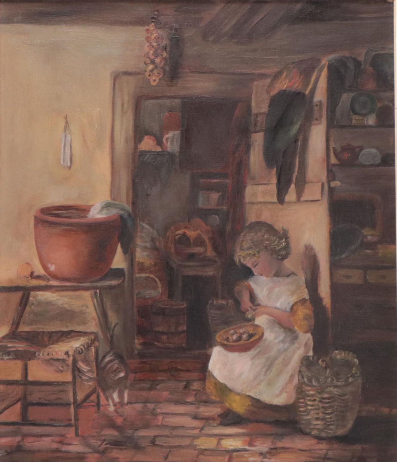 Genre Oil Painting, Early 20th Century