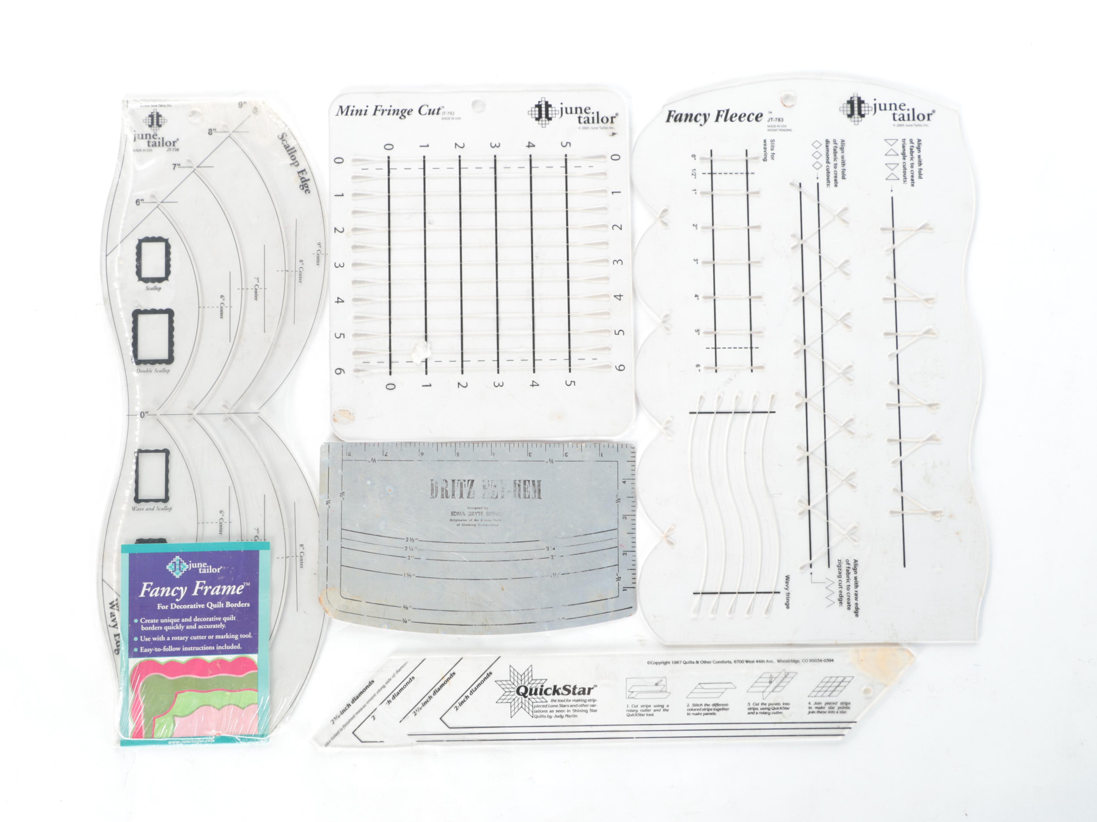 June Tailor and Other Quilting Rulers and Templates with Embroidery Hoops