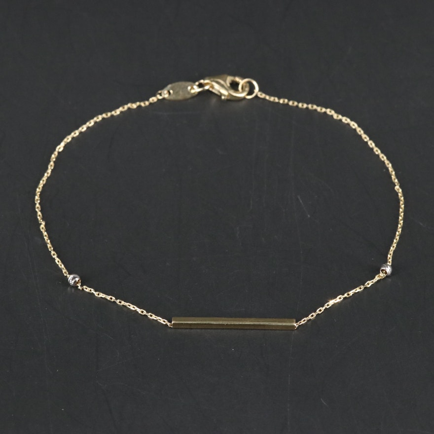10K Beaded Cable Chain Bracelet