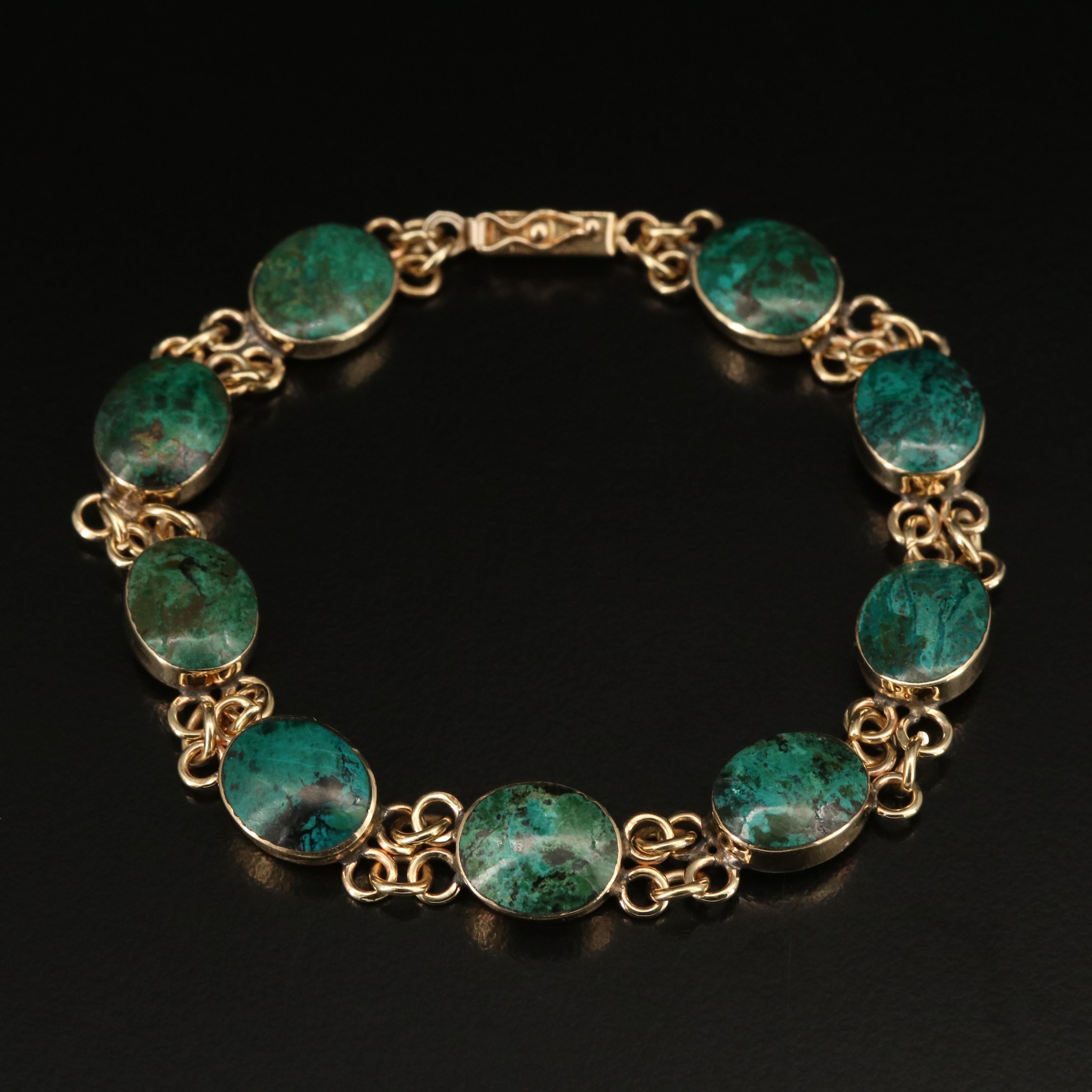 14K Eilat Stone Link Bracelet