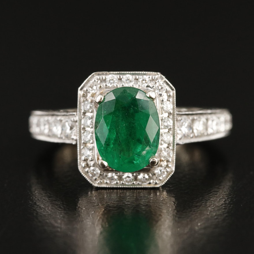 14K 1.48 CT Emerald and 1.33 CTW Diamond Ring