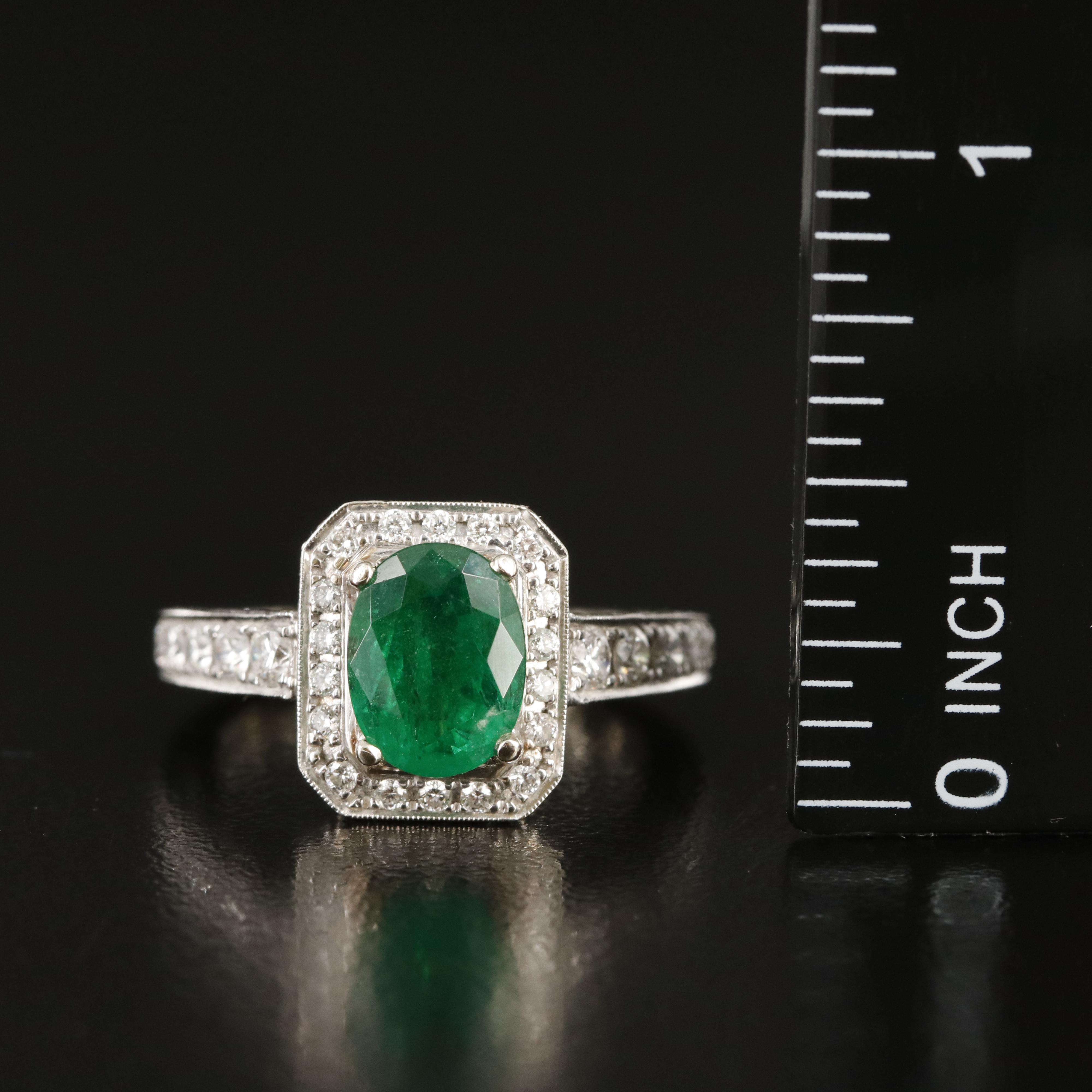 14K 1.48 CT Emerald and 1.33 CTW Diamond Ring