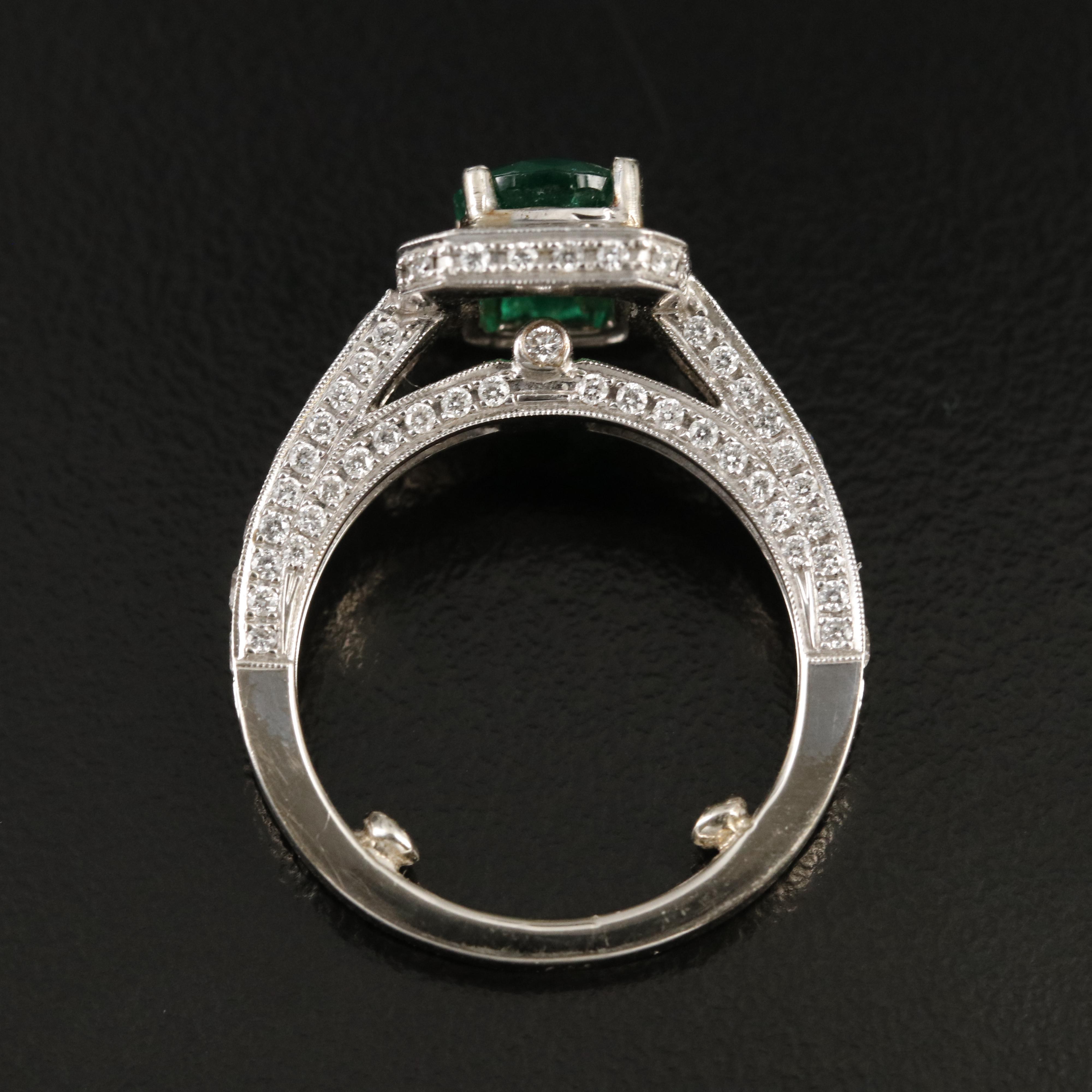 14K 1.48 CT Emerald and 1.33 CTW Diamond Ring