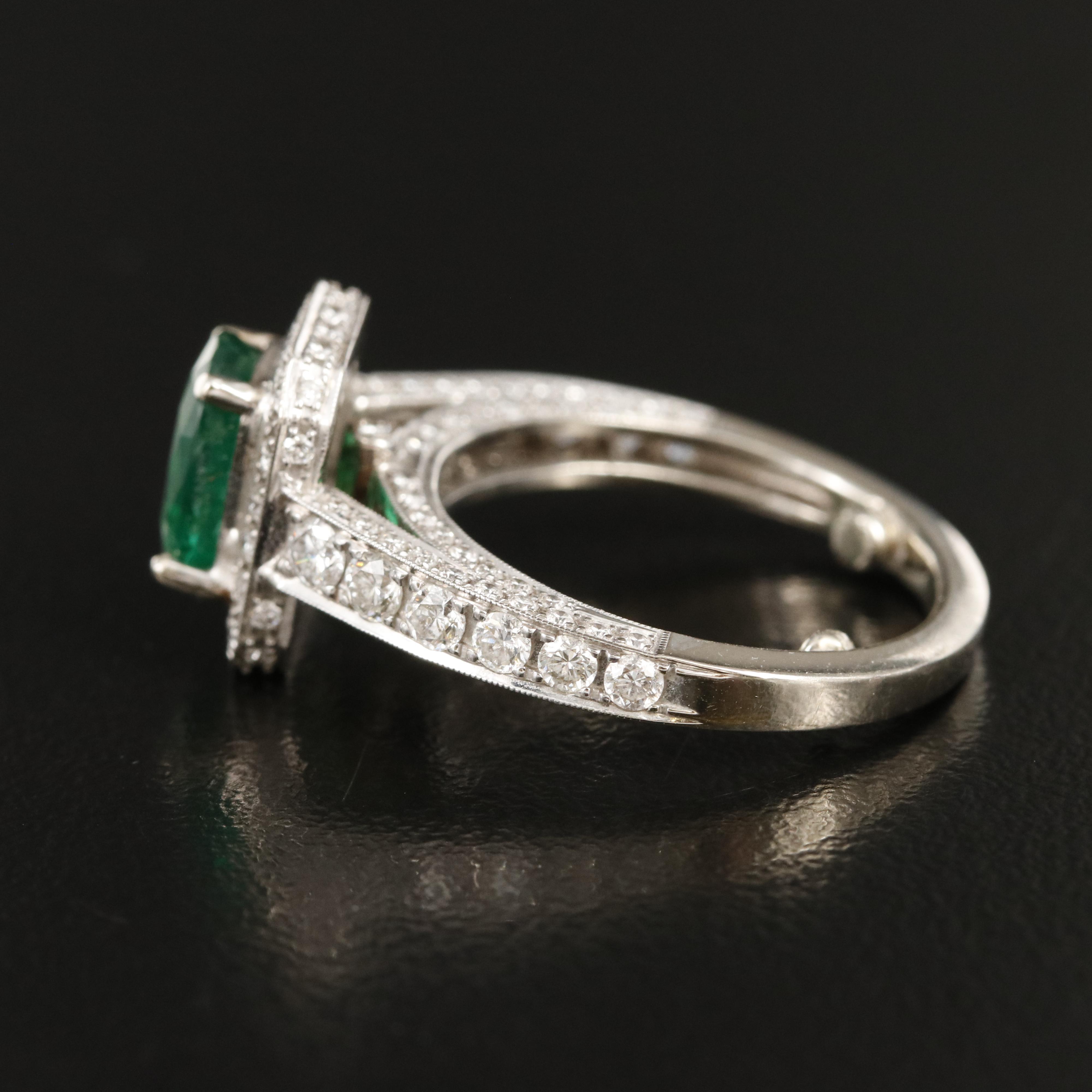 14K 1.48 CT Emerald and 1.33 CTW Diamond Ring