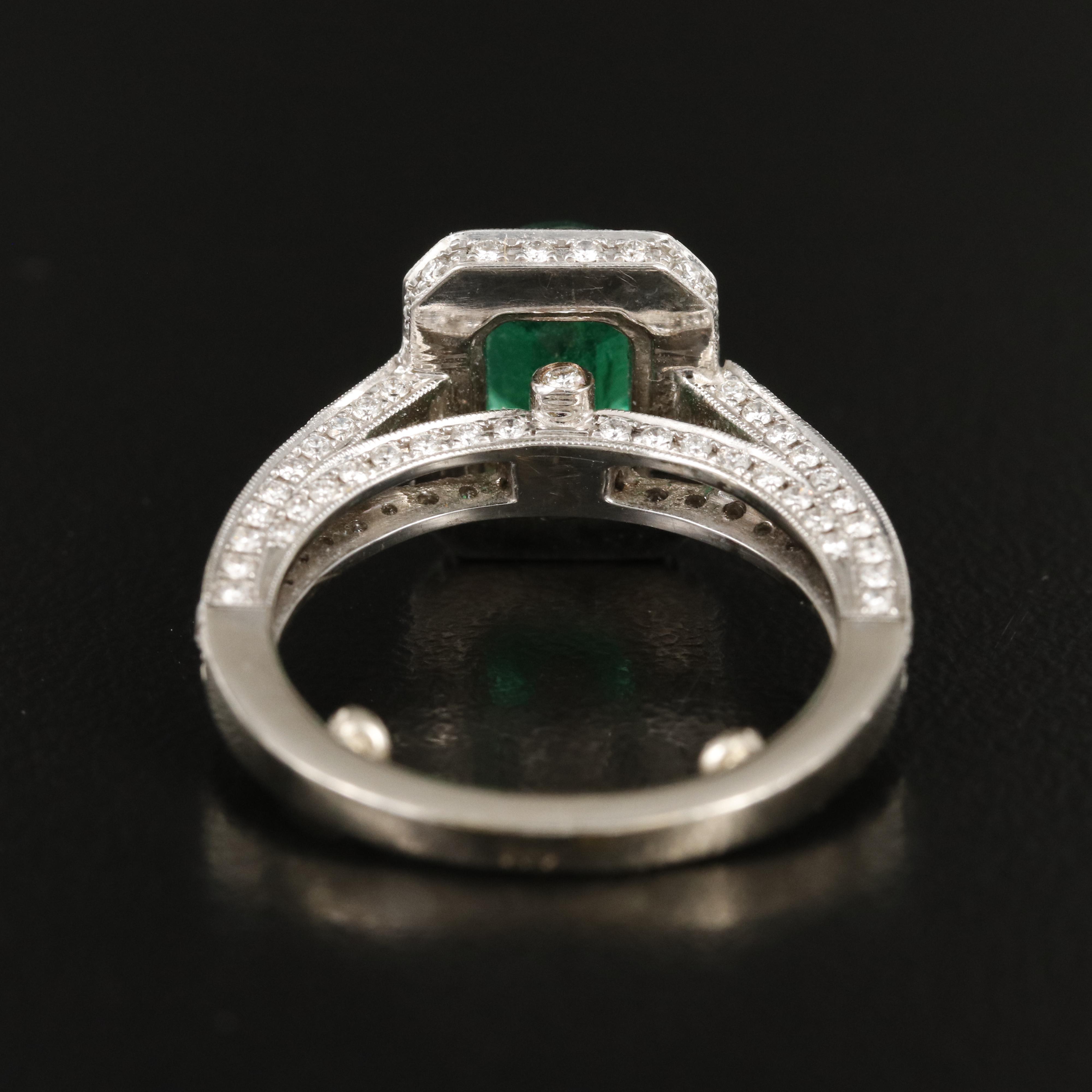 14K 1.48 CT Emerald and 1.33 CTW Diamond Ring