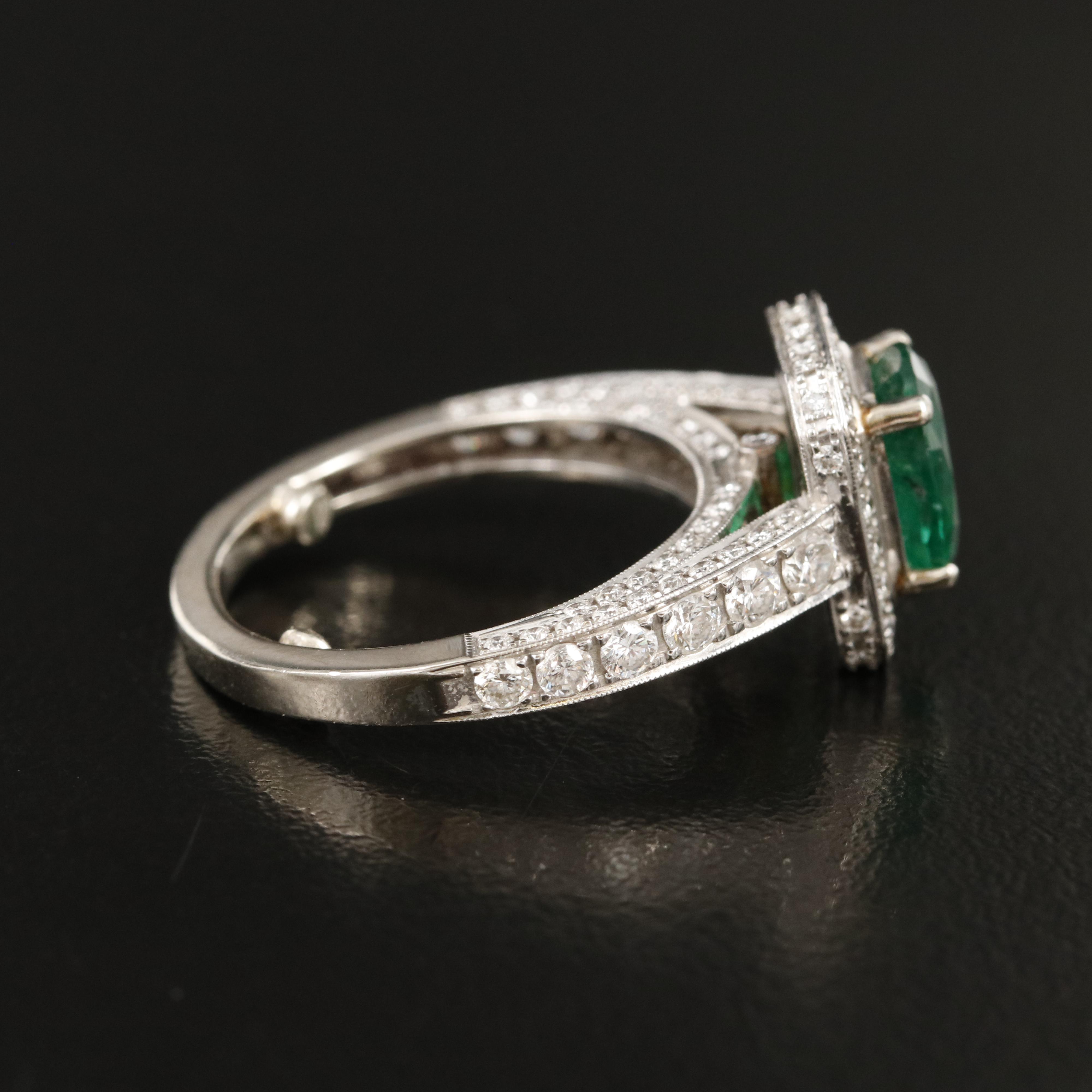 14K 1.48 CT Emerald and 1.33 CTW Diamond Ring