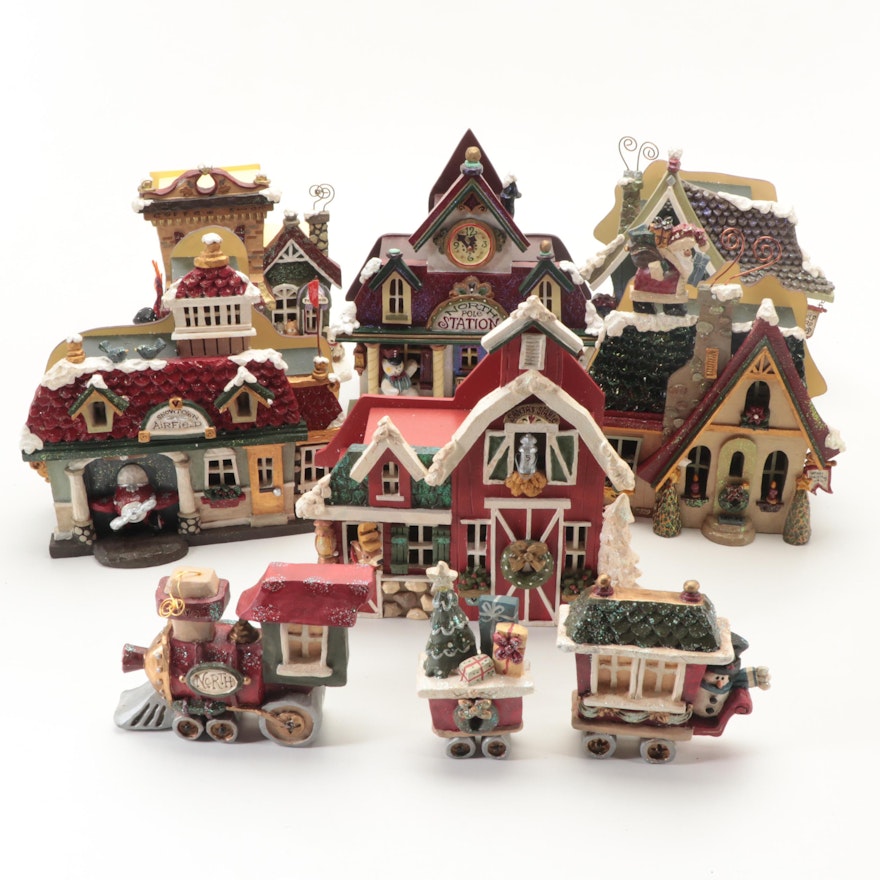Kurt Adler Christmas Village Ornaments With Accessories