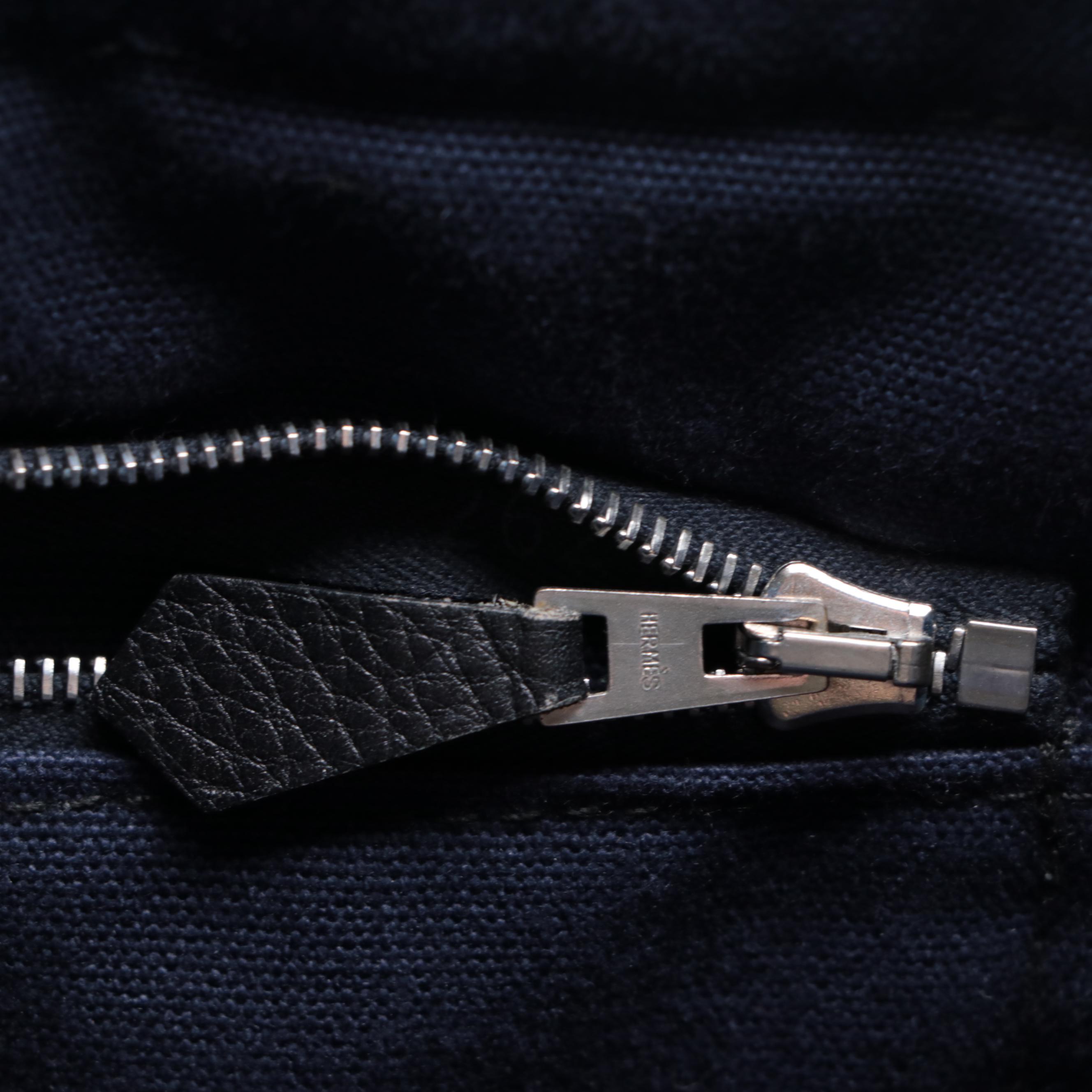 Hermès Fourre Tout MM Tote in Navy and Black Cotton Canvas