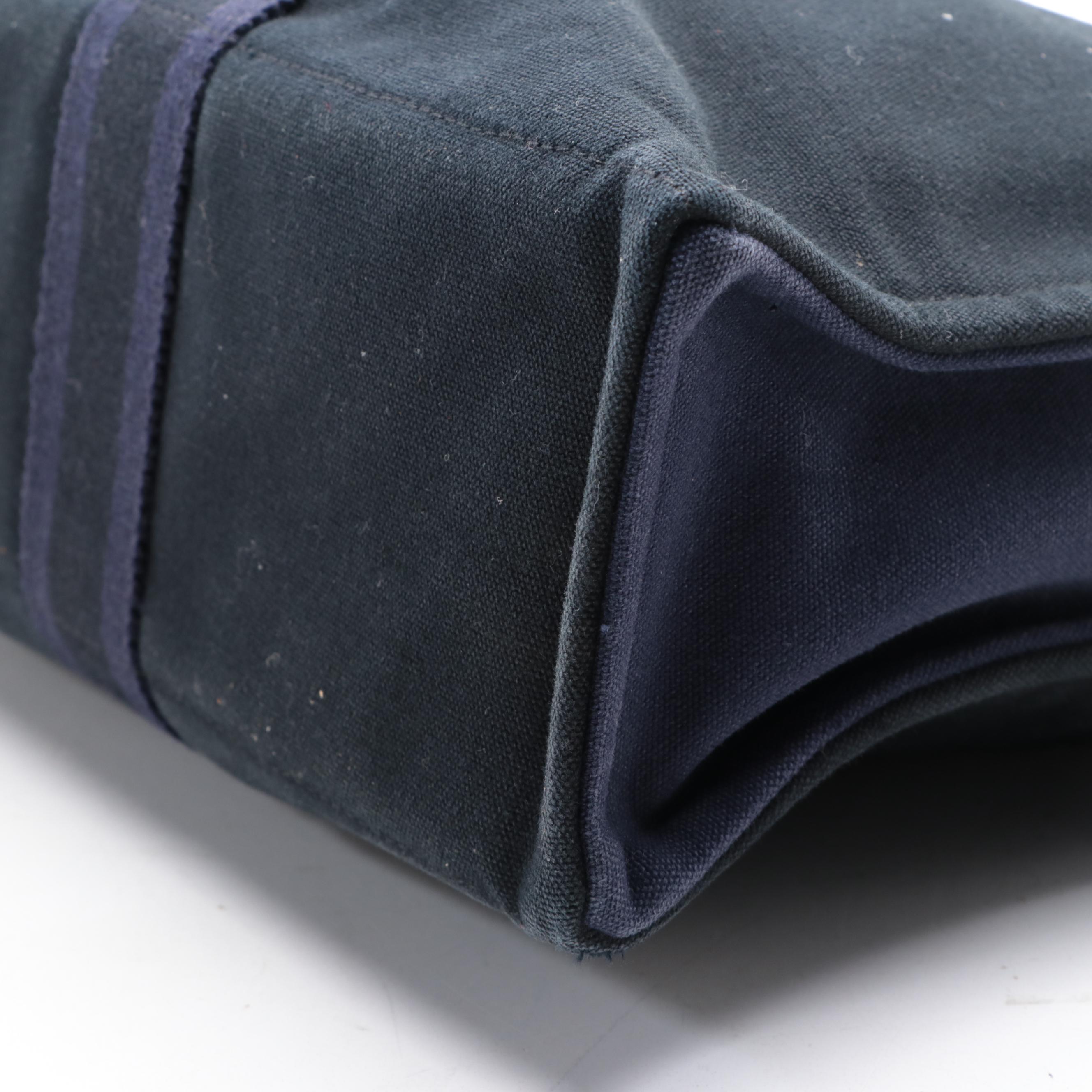 Hermès Fourre Tout MM Tote in Navy and Black Cotton Canvas