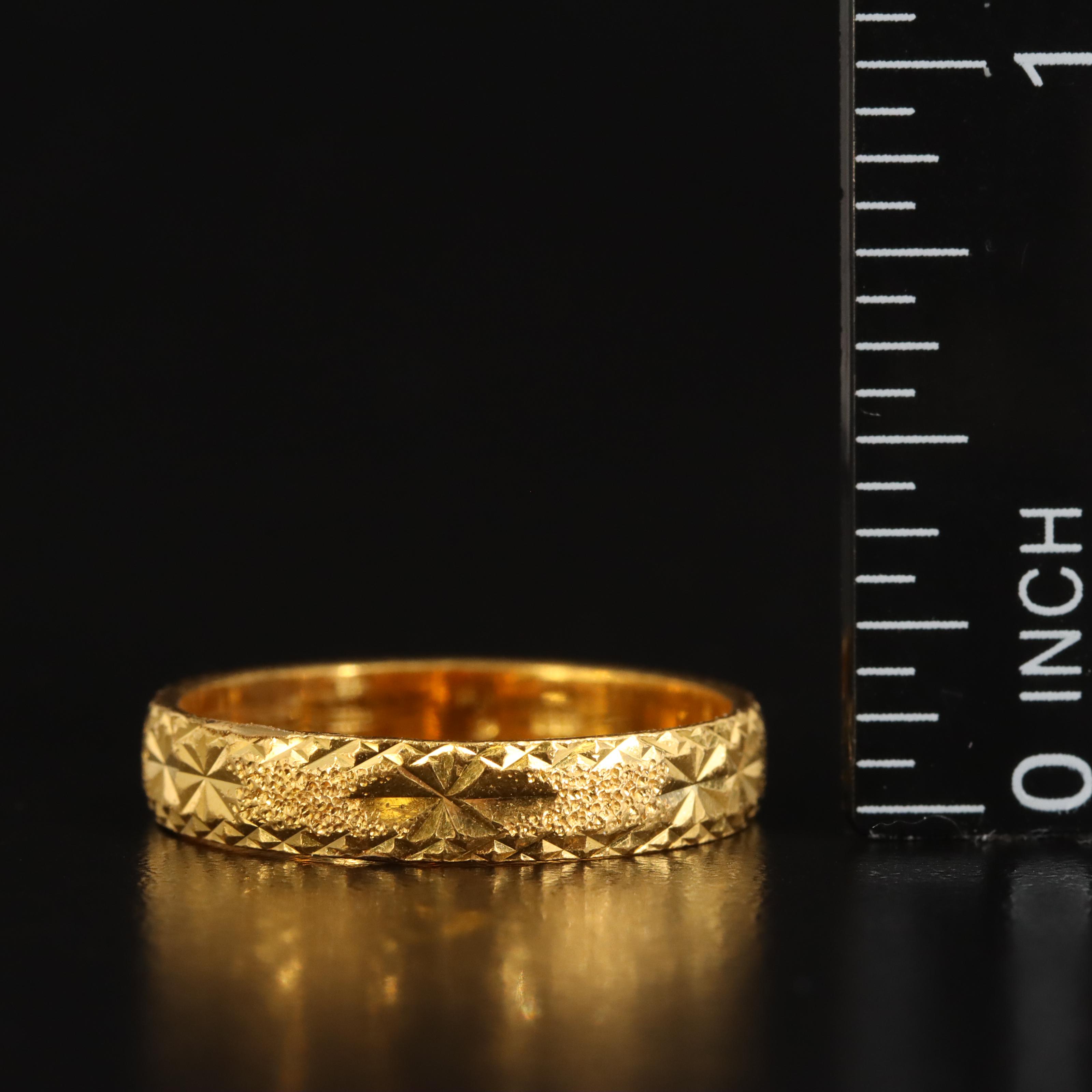 24K Gold Band with Diamond Cut Pattern
