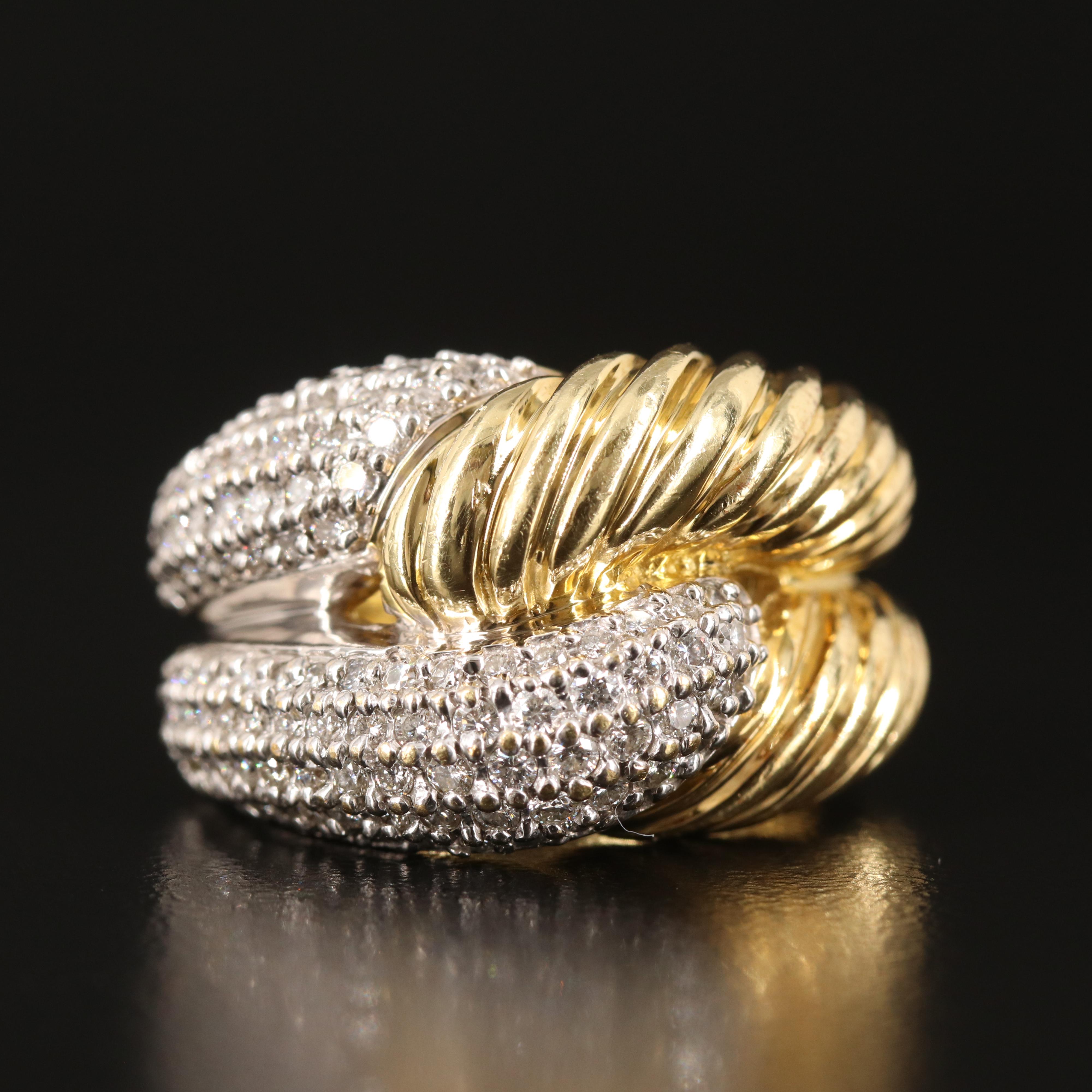 David Yurman "Labyrinth" 18K 1.04 CTW Diamond Fluted Ring