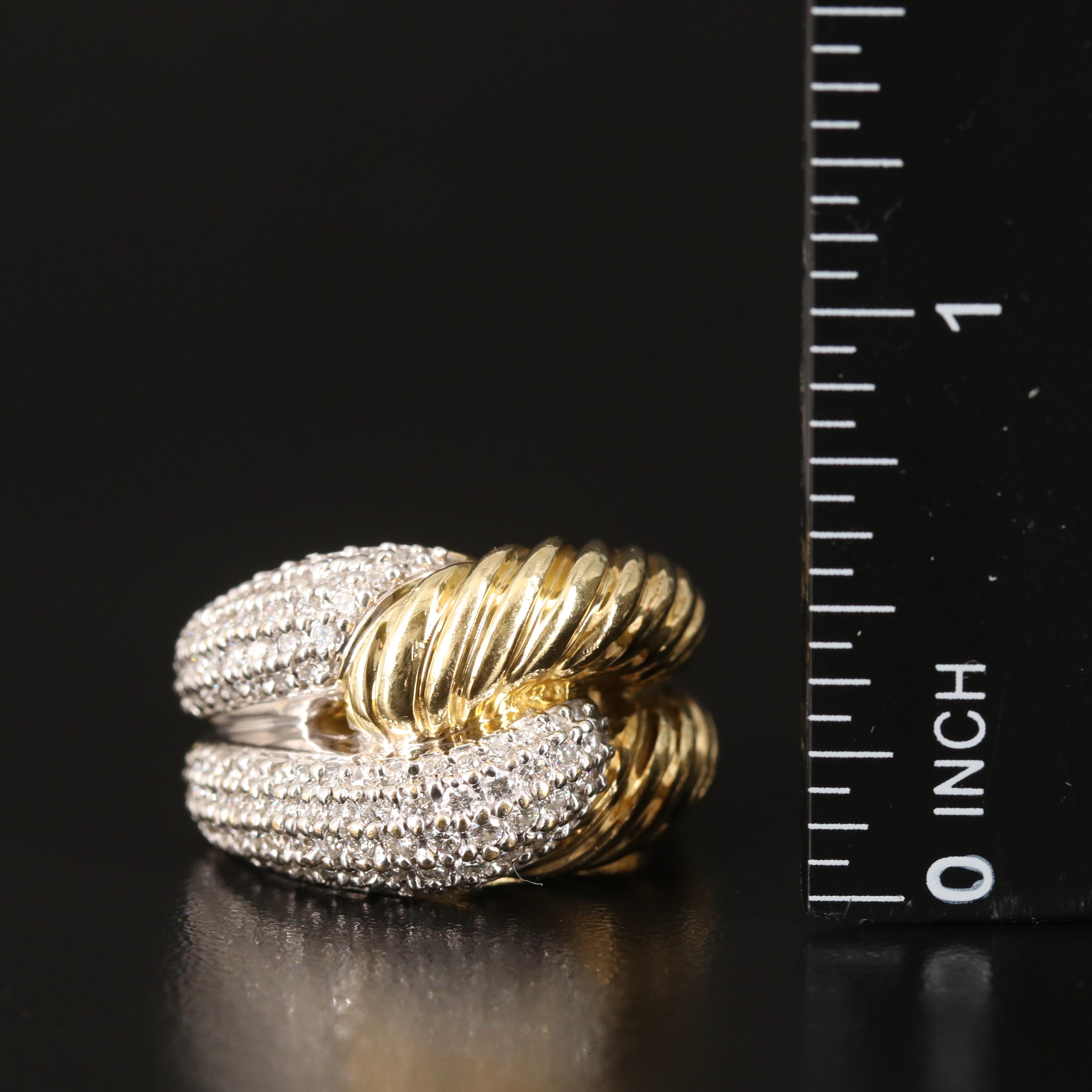 David Yurman "Labyrinth" 18K 1.04 CTW Diamond Fluted Ring