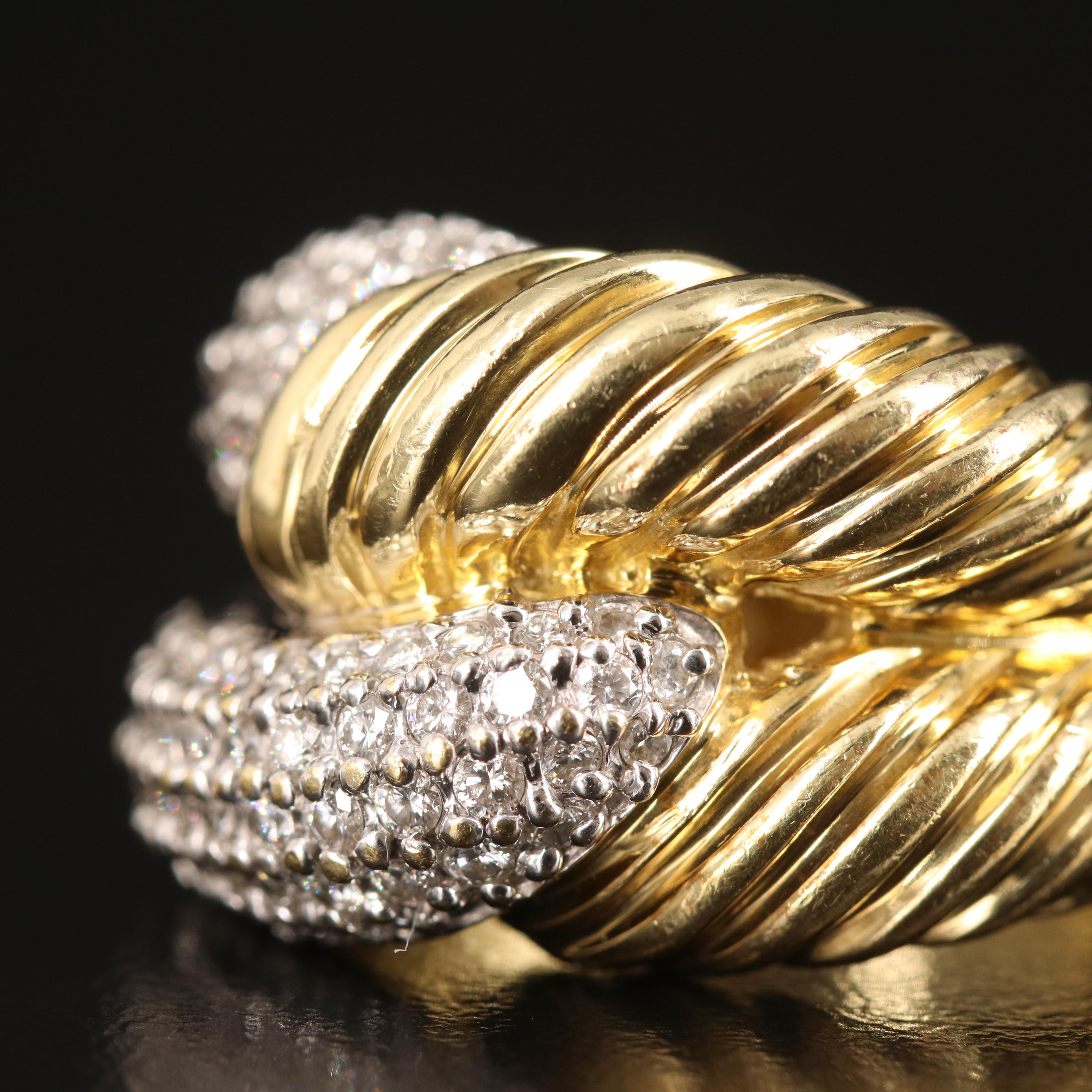 David Yurman "Labyrinth" 18K 1.04 CTW Diamond Fluted Ring