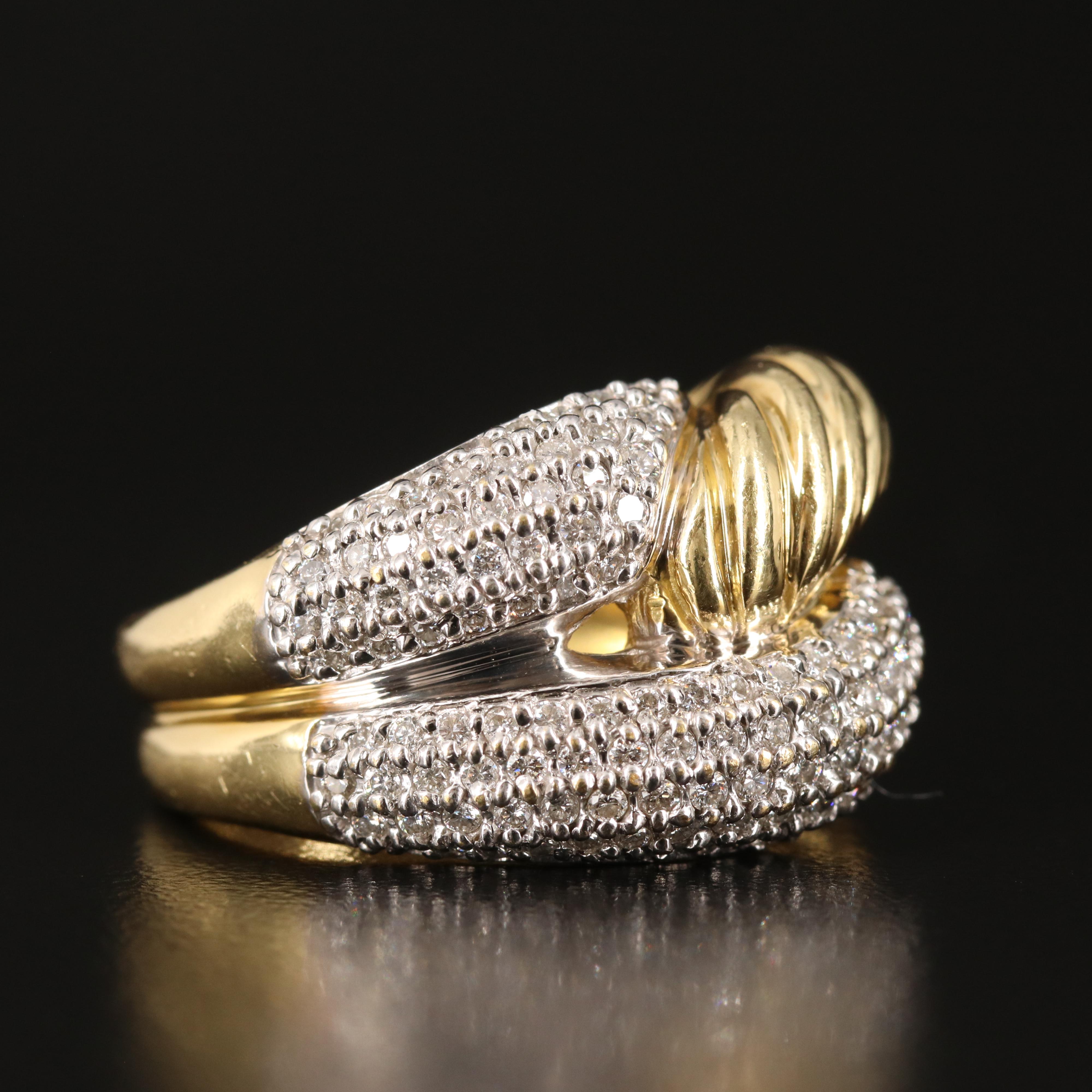 David Yurman "Labyrinth" 18K 1.04 CTW Diamond Fluted Ring