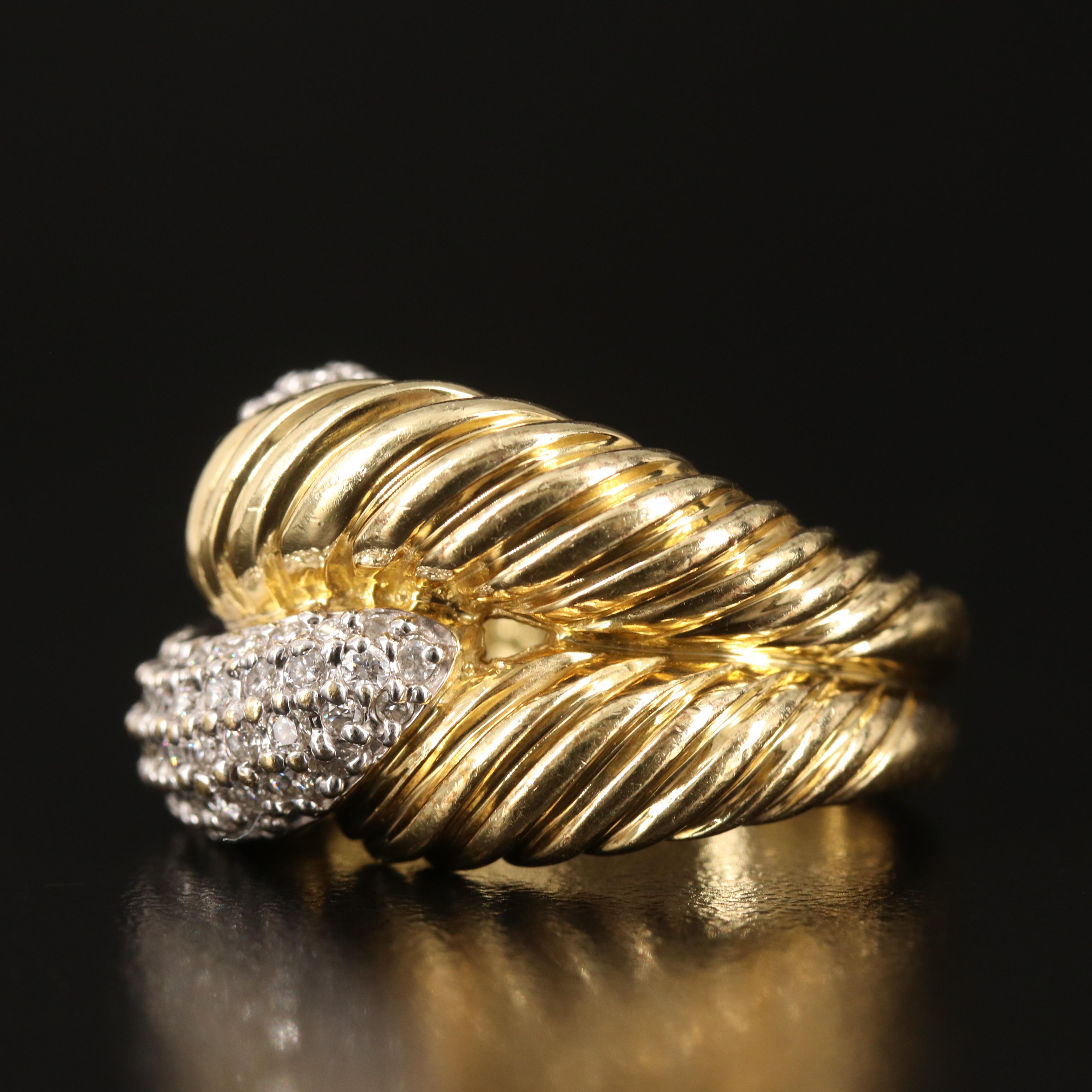 David Yurman "Labyrinth" 18K 1.04 CTW Diamond Fluted Ring