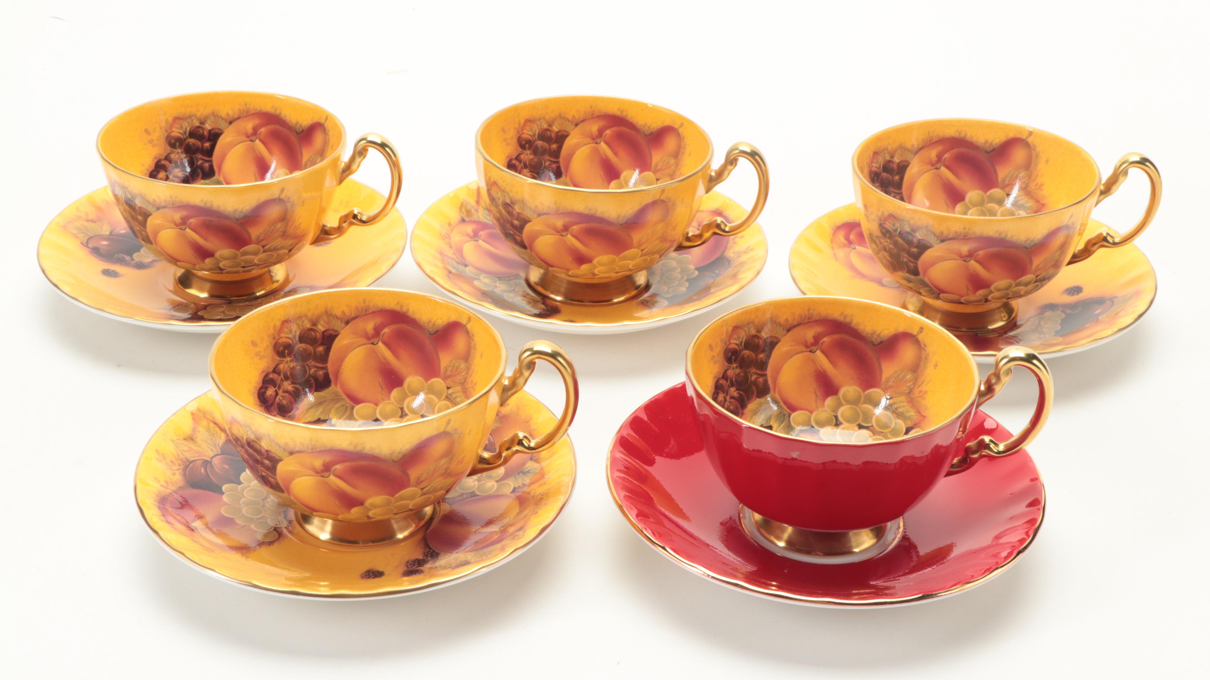 Aynsley "Orchard Gold" Bone China Tea Set, Mid-20th Century