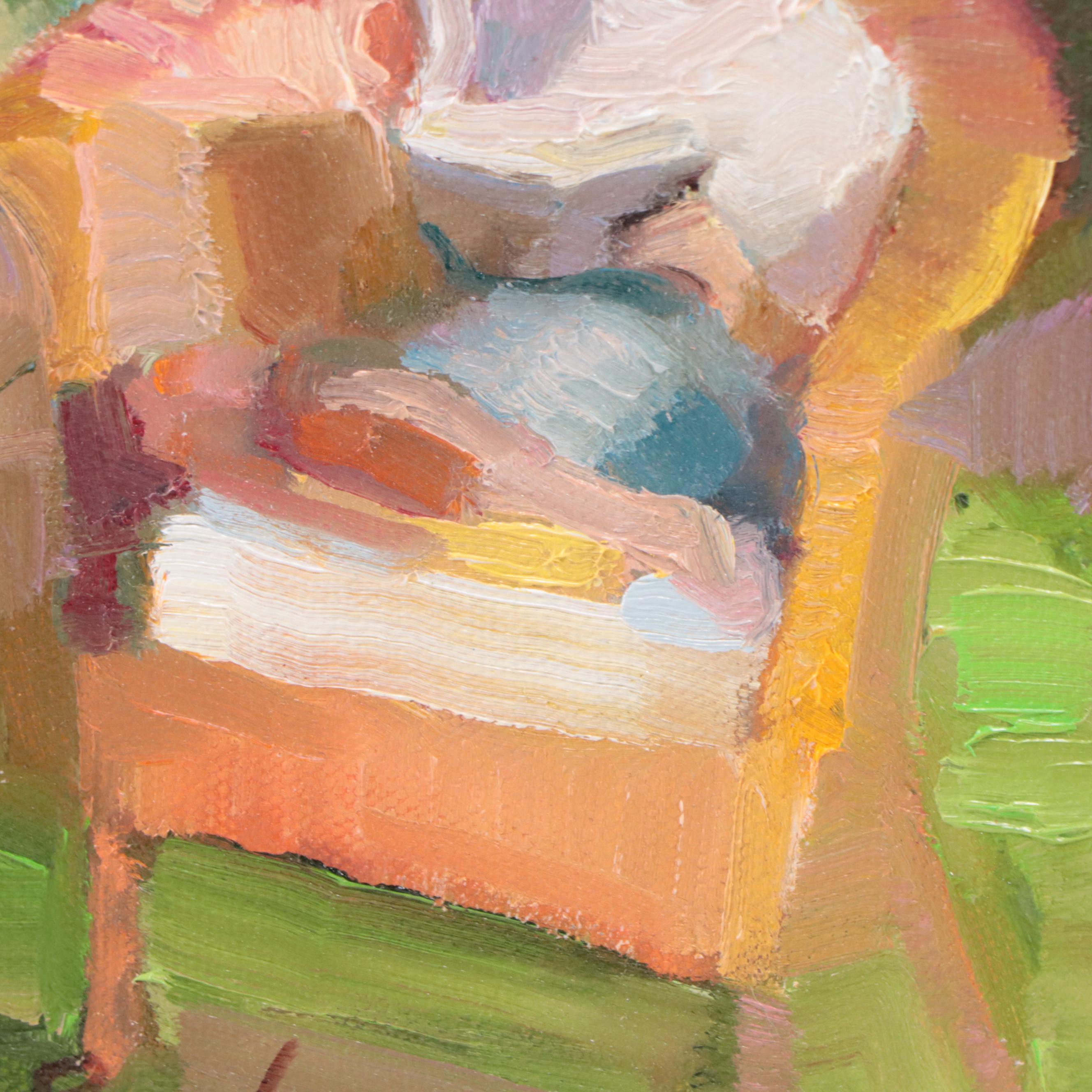 Sally Rosenbaum Oil Painting "Boy in Garden," 21st Century
