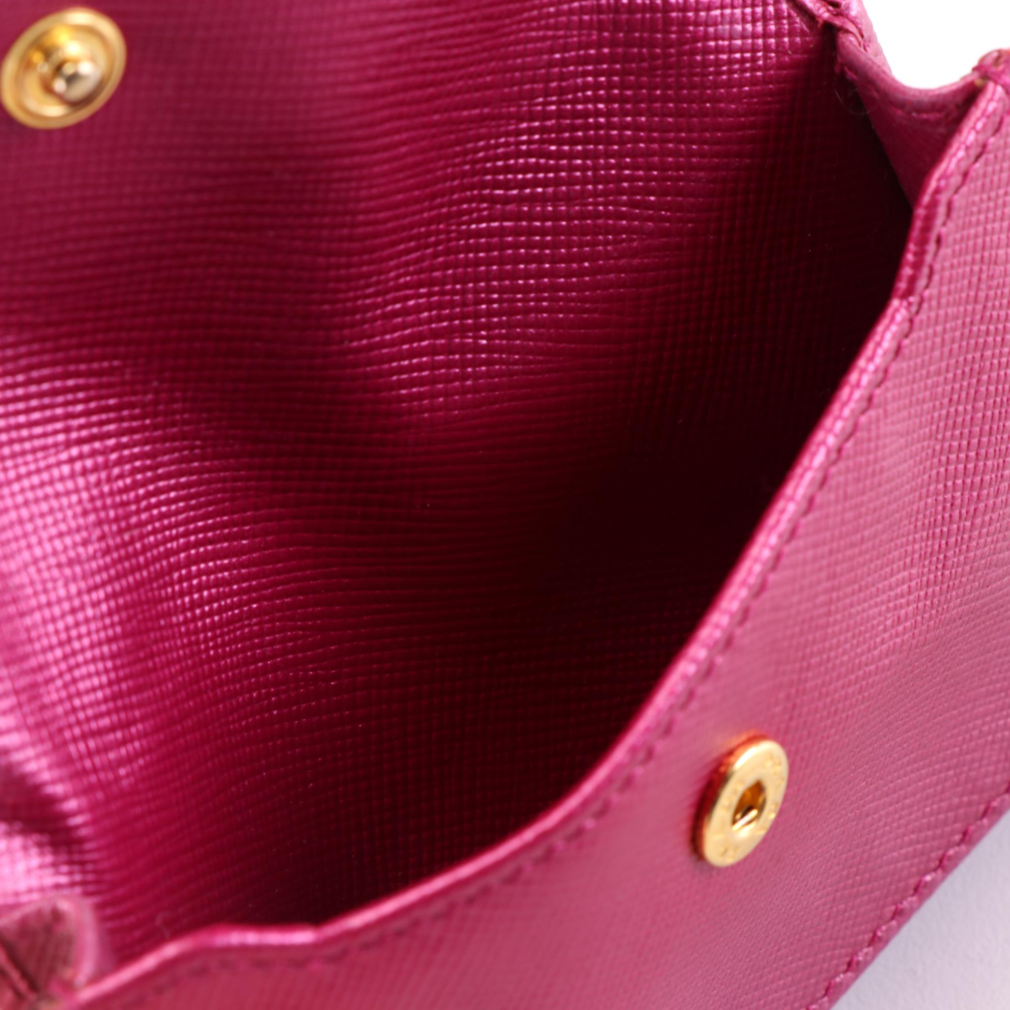 Prada Small Card Case in Iridescent-Tone Saffiano Leather with Box