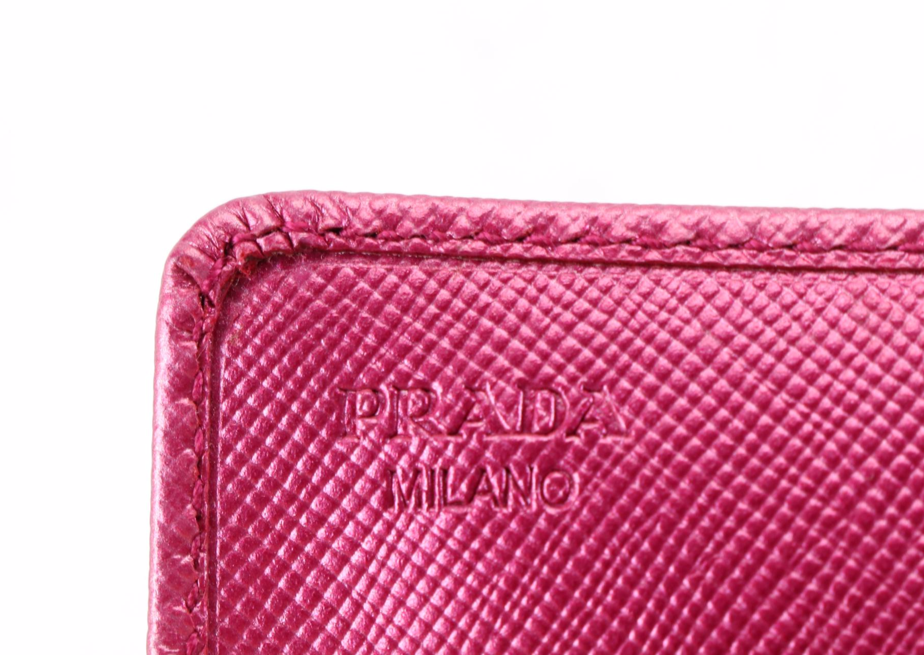 Prada Small Card Case in Iridescent-Tone Saffiano Leather with Box