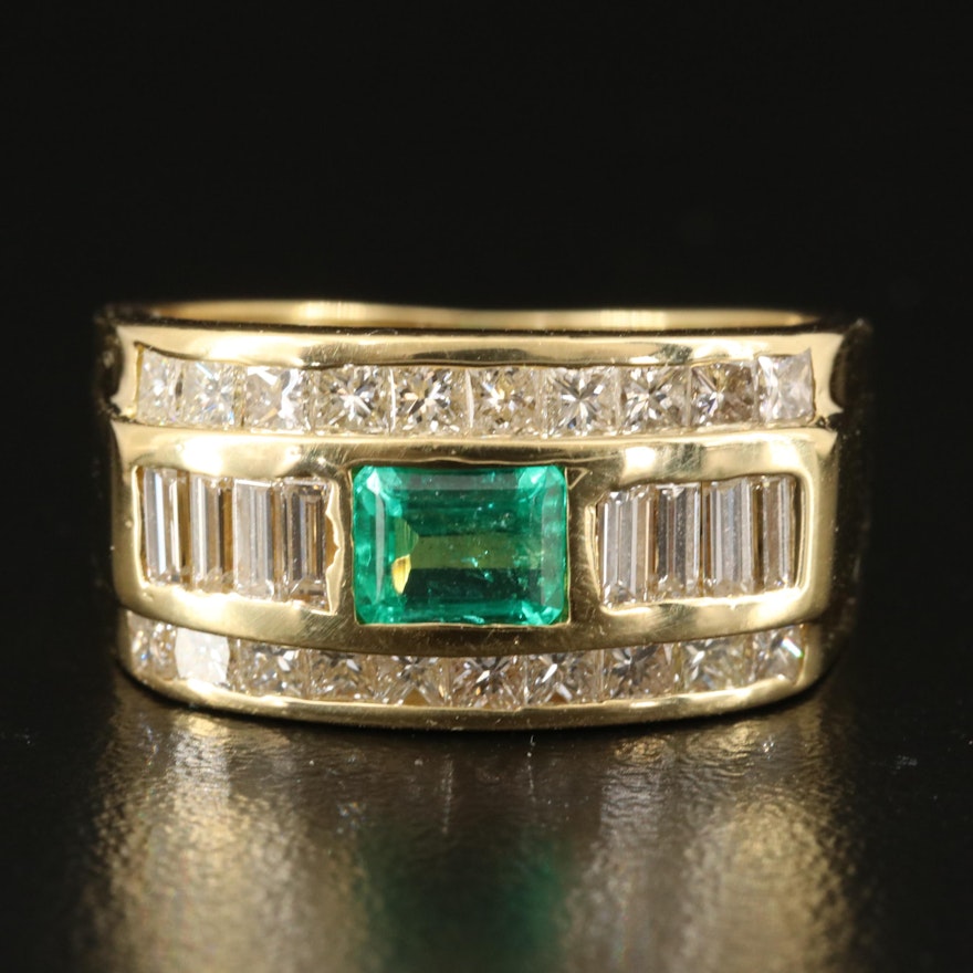 18K Emerald and 1.02 CTW Diamond Ring