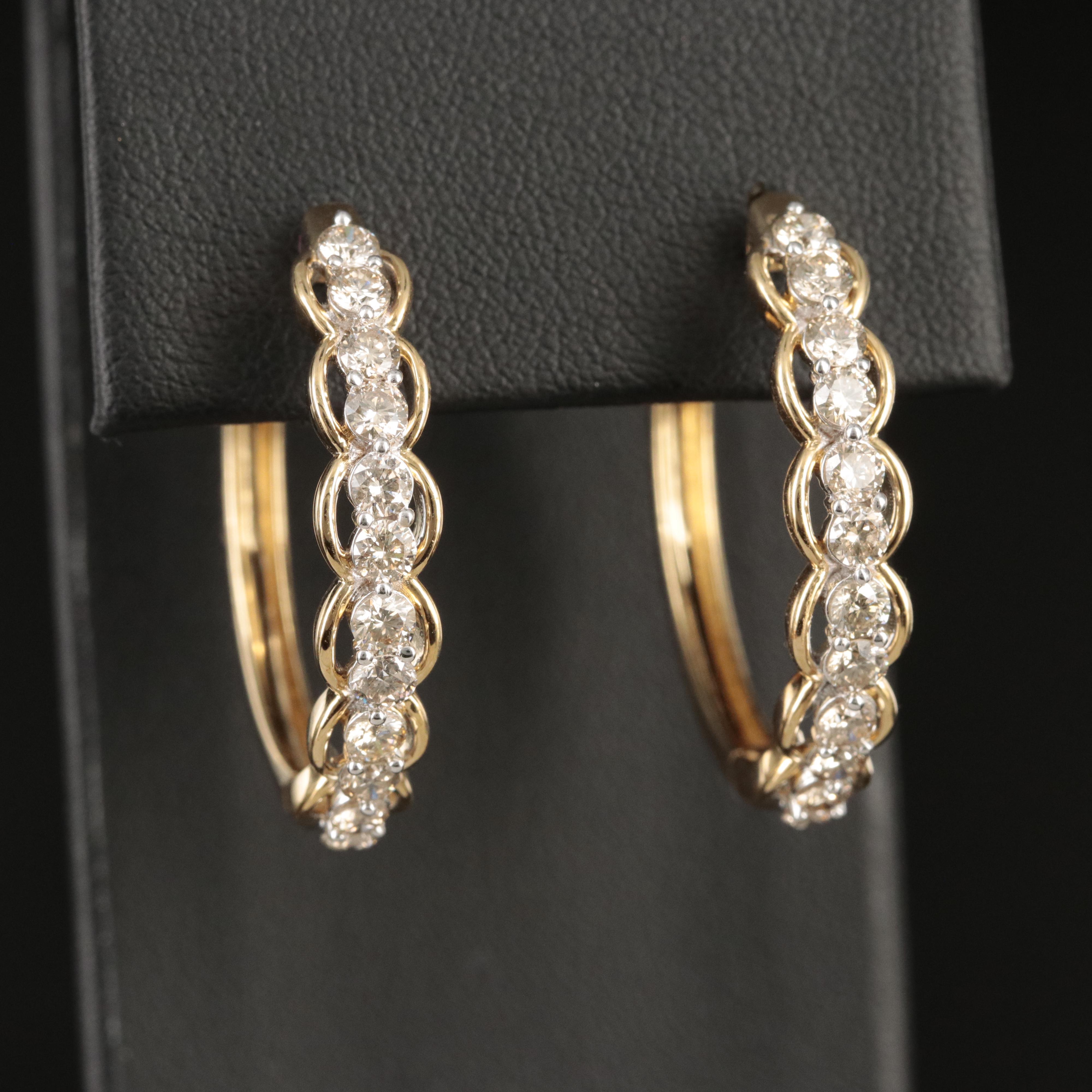 Sterling 1.90 CTW Diamond Hoop Earrings