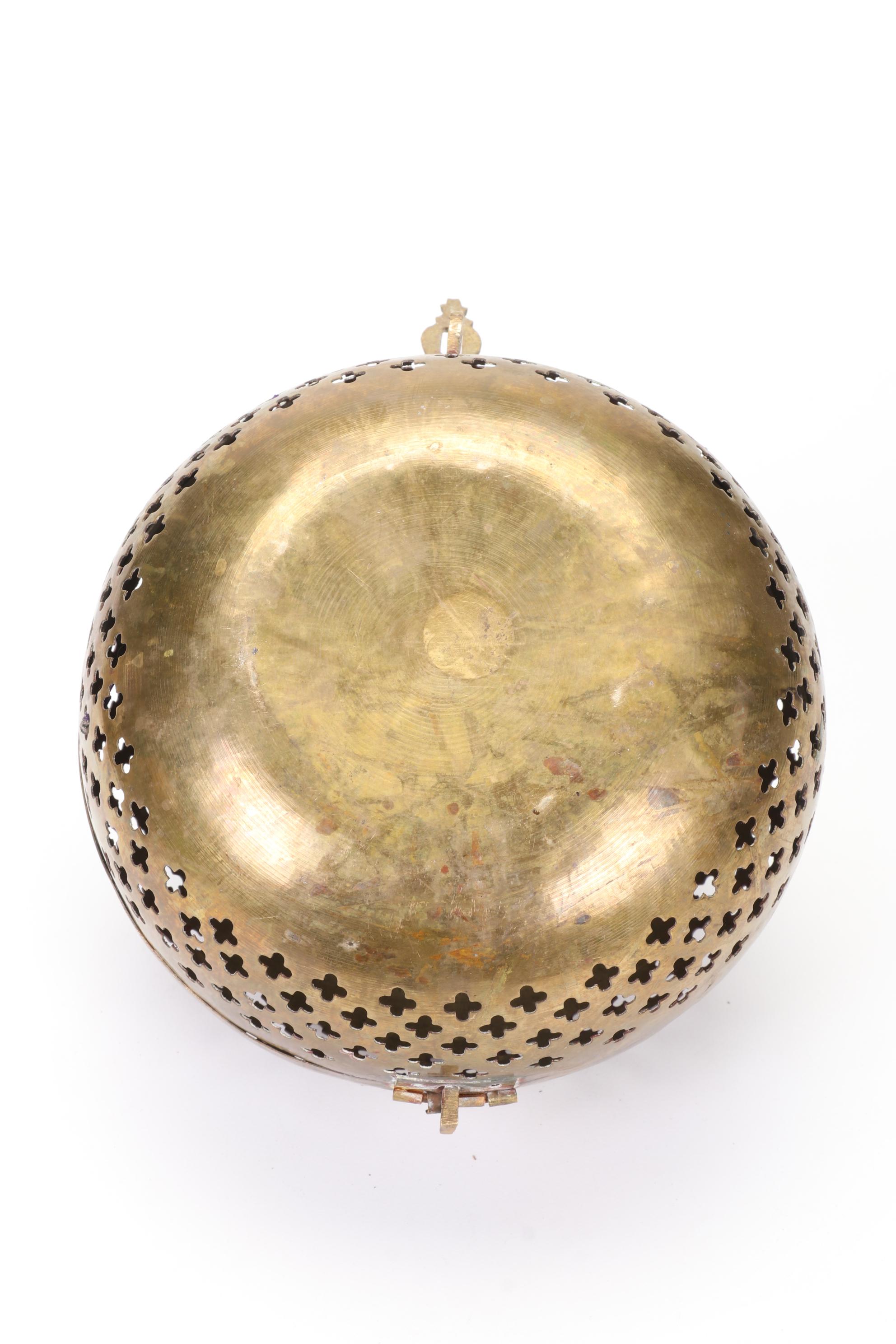 Round Brass Box, Elephant Claw Bell, and Sitting Elephant Figurine
