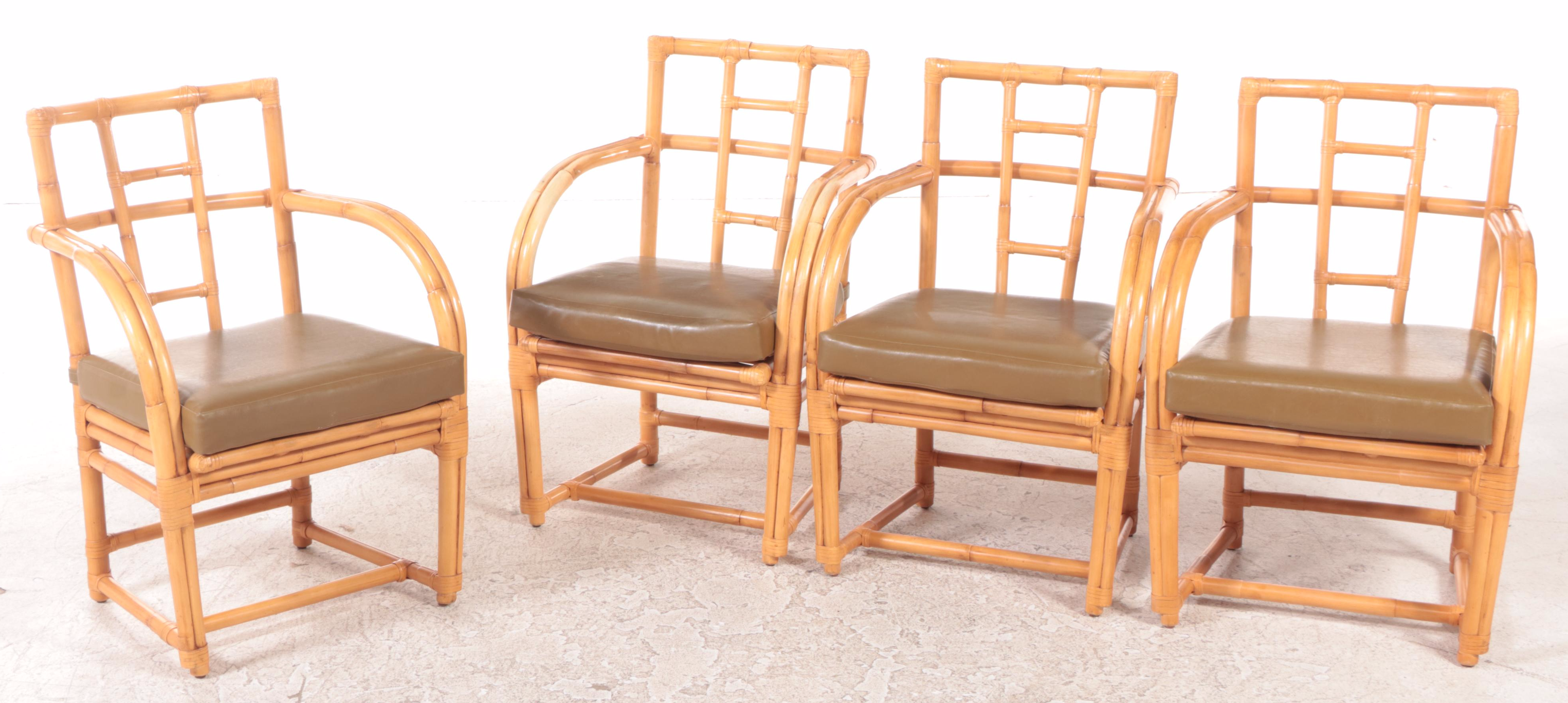 Five-Piece Rattan and Glass Top Patio Dining Set, Including Ficks Reed