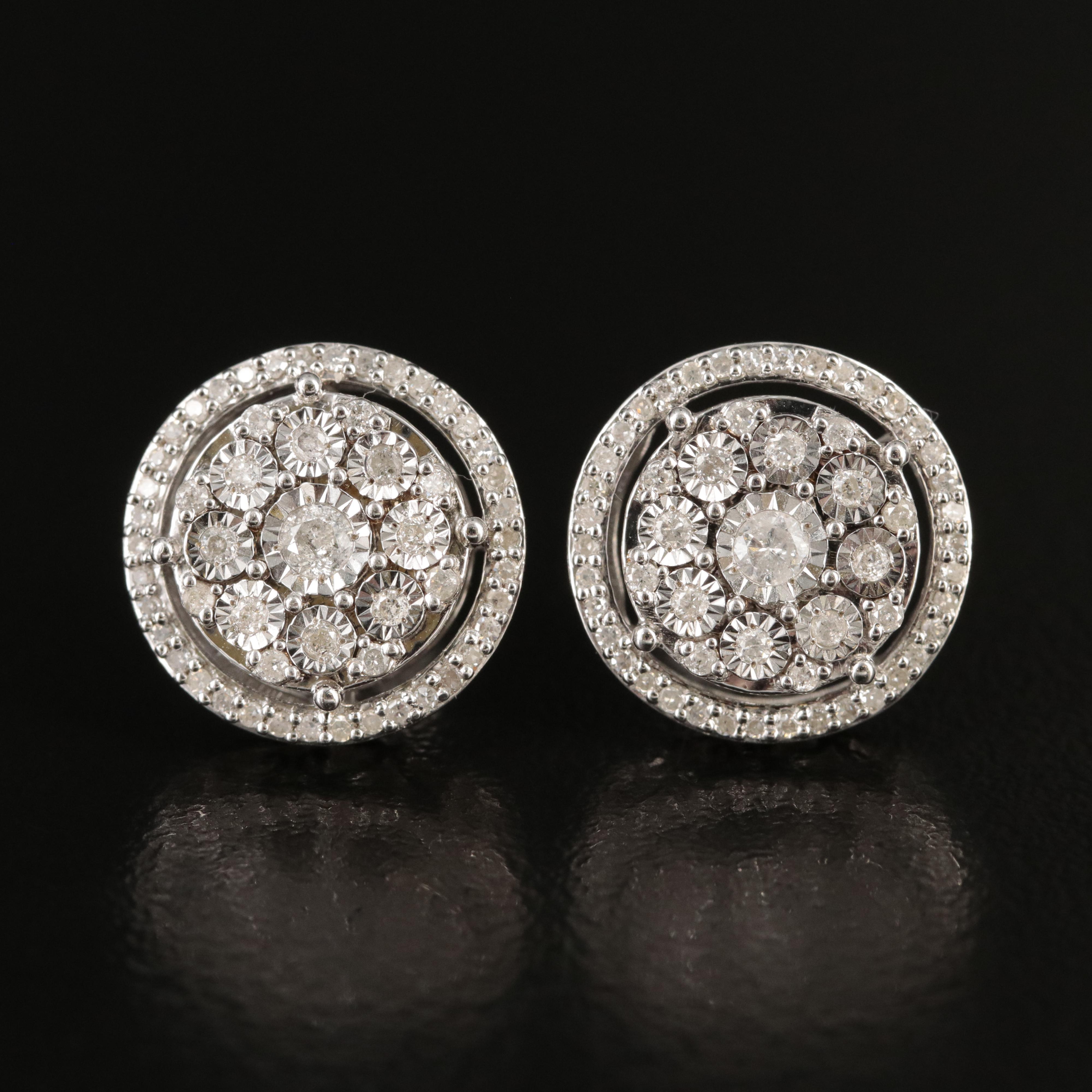 Sterling Diamond Stud Earrings